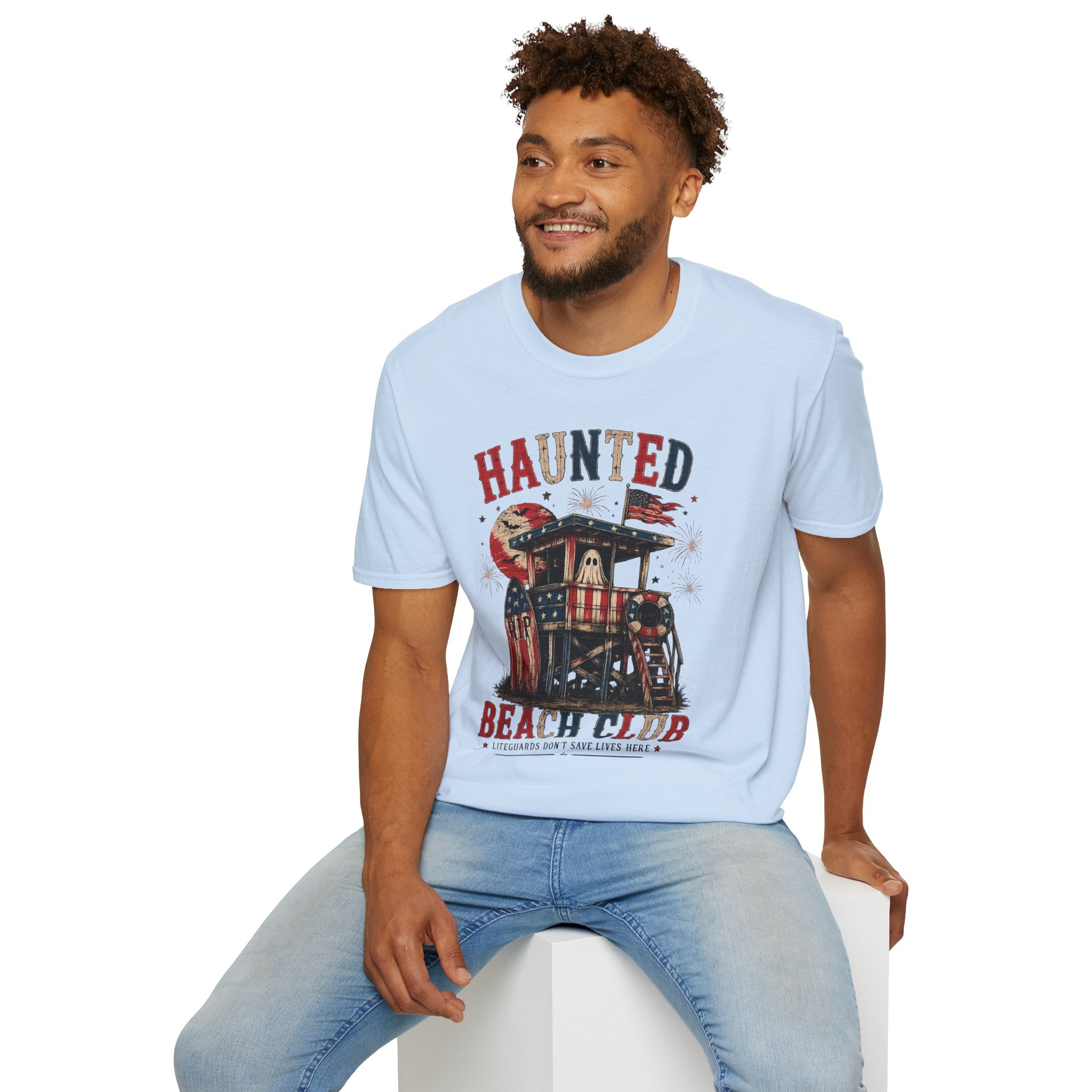 Haunted Beach Club T-Shirt — Vintage Halloween Surf Lifeguard Tee - Boo Crew Boutique