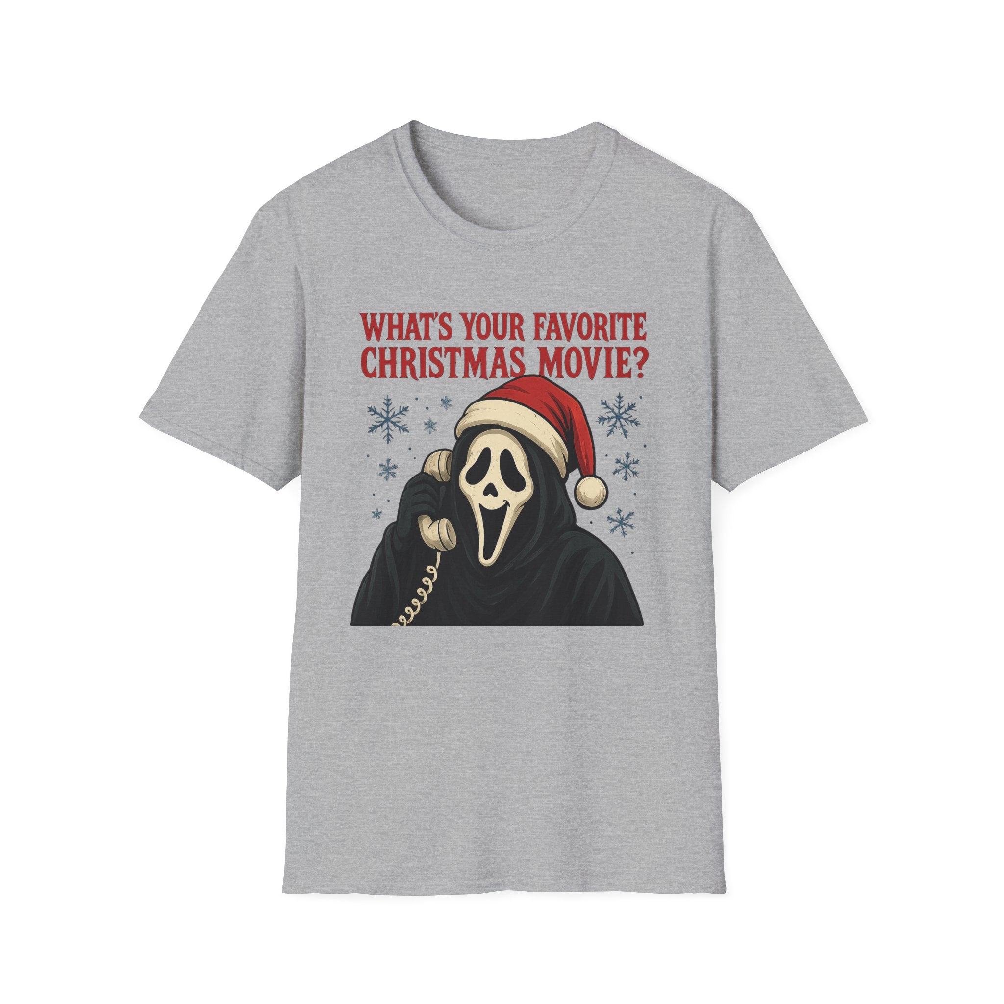 Scream Mask Christmas T-Shirt — "What's Your Favorite Christmas Movie?" Holiday Tee - Boo Crew Boutique