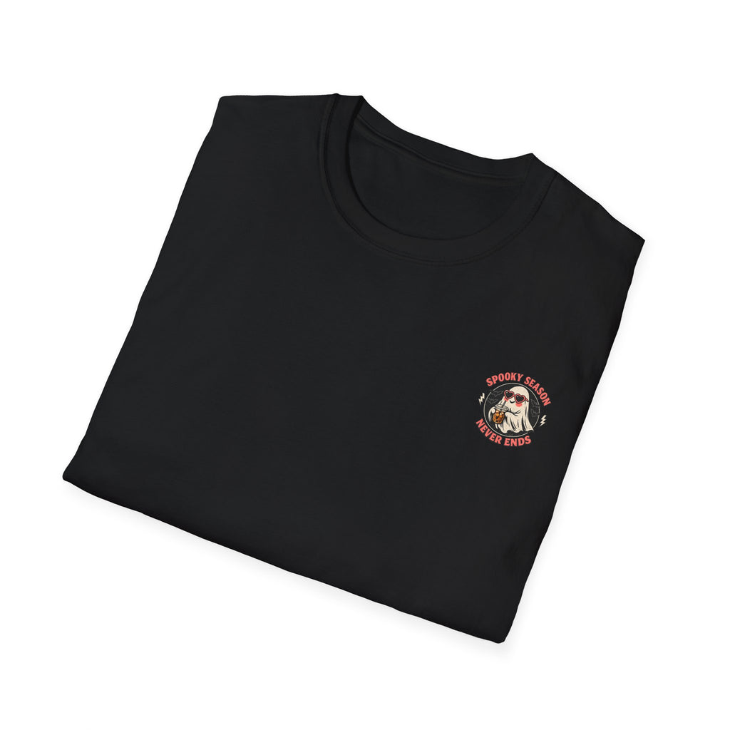 Spooky Season Never Ends T-Shirt — Retro Ghost Halloween Graphic Tee - Boo Crew Boutique