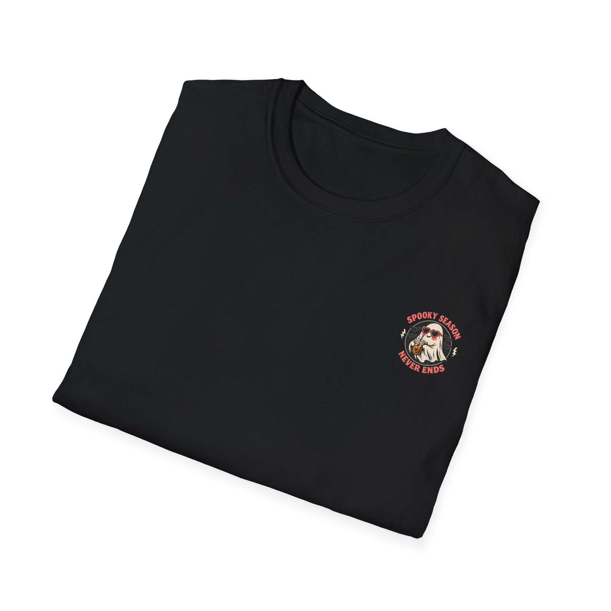 Spooky Season Never Ends T-Shirt — Retro Ghost Halloween Graphic Tee - Boo Crew Boutique