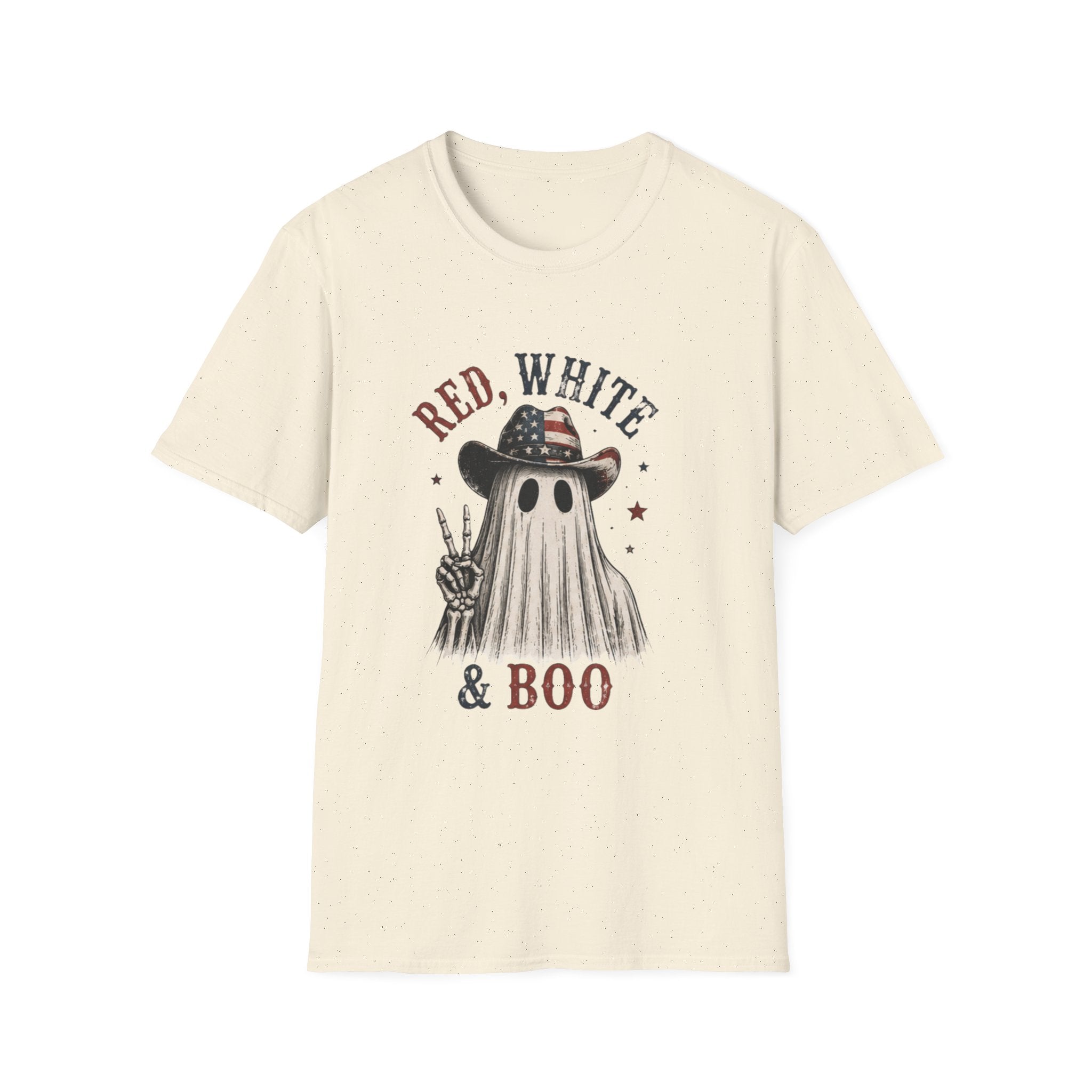 Red, White & Boo Ghost T‑Shirt — Patriotic Halloween Tee - Boo Crew Boutique
