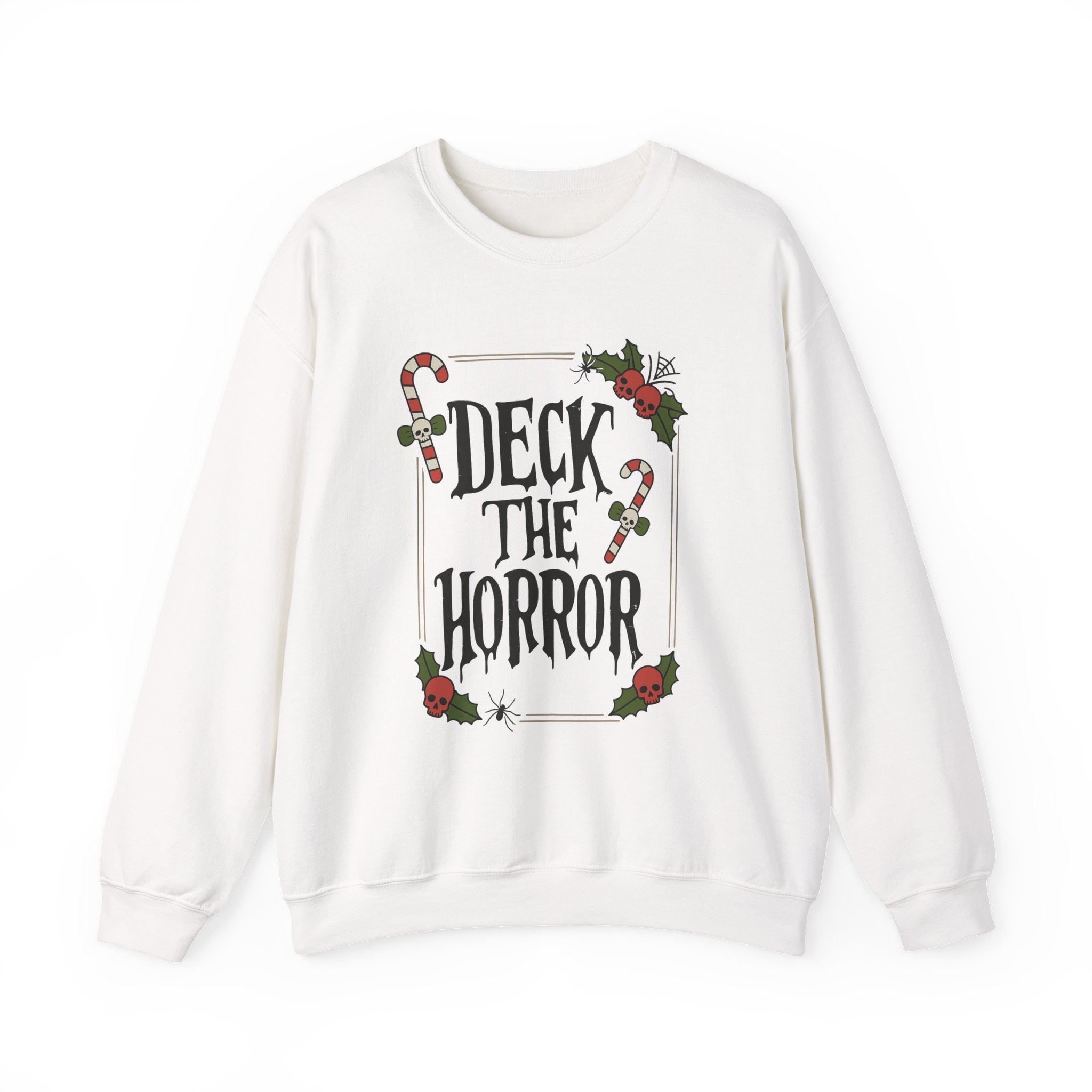 Xmas Horror Crewneck Sweatshirt | Deck the Horror | Holiday Apparel, Christmas Gift, Unisex Sweatshirt, Cozy Winter Wear, Halloween Vibes - Boo Crew Boutique