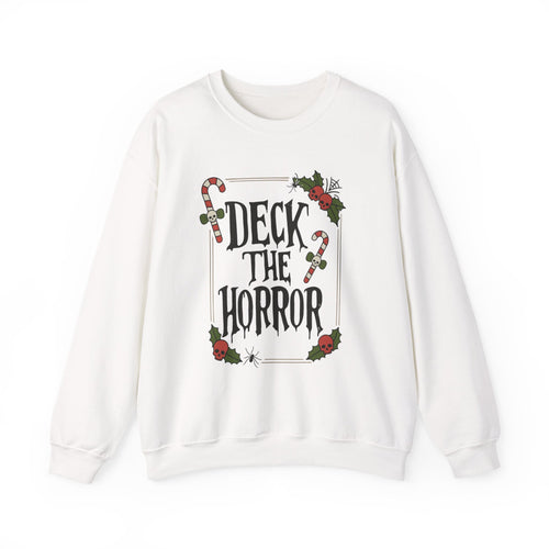 Xmas Horror Crewneck Sweatshirt | Deck the Horror | Holiday Apparel, Christmas Gift, Unisex Sweatshirt, Cozy Winter Wear, Halloween Vibes - Boo Crew Boutique