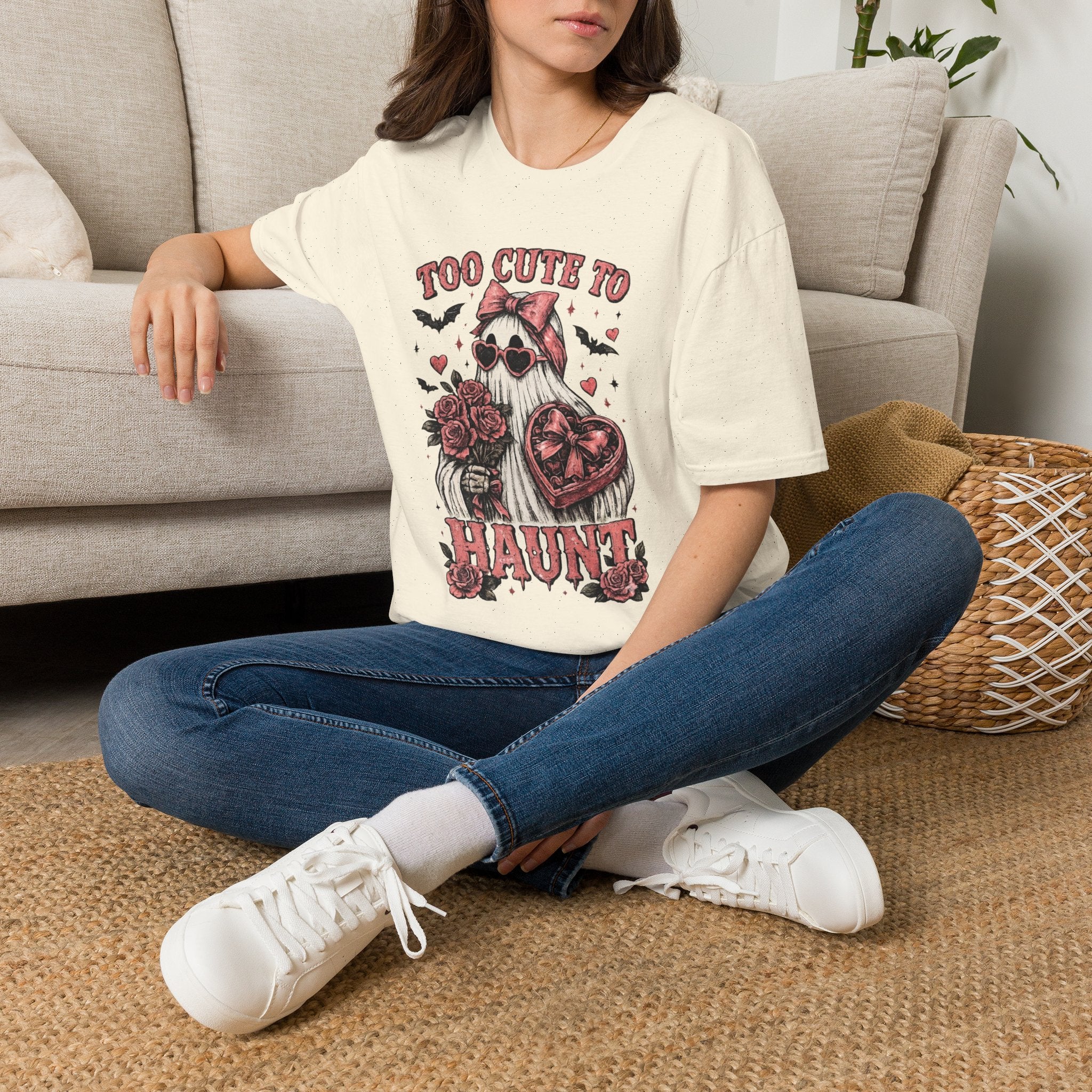 "Too Cute to Haunt" Halloween Ghost with Roses - Boo Crew Boutique