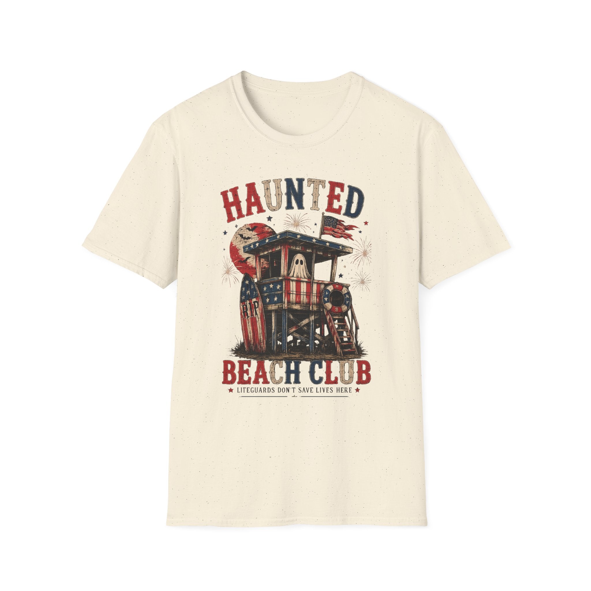 Haunted Beach Club T-Shirt — Vintage Halloween Surf Lifeguard Tee - Boo Crew Boutique