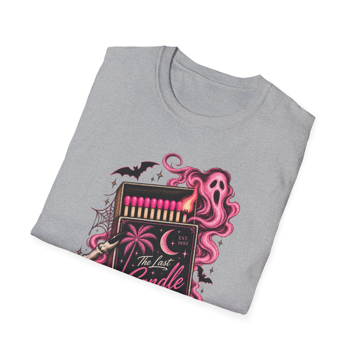 Matchbox Candle Graphic Tee — Pink Gothic Matchbox Design - Boo Crew Boutique