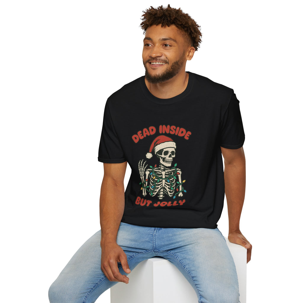Christmas Holiday Skeleton T-Shirt, Casual Tee, Unisex Humor Shirt, Christmas Gift, Gothic Style, Halloween, Chill Vibe - Boo Crew Boutique