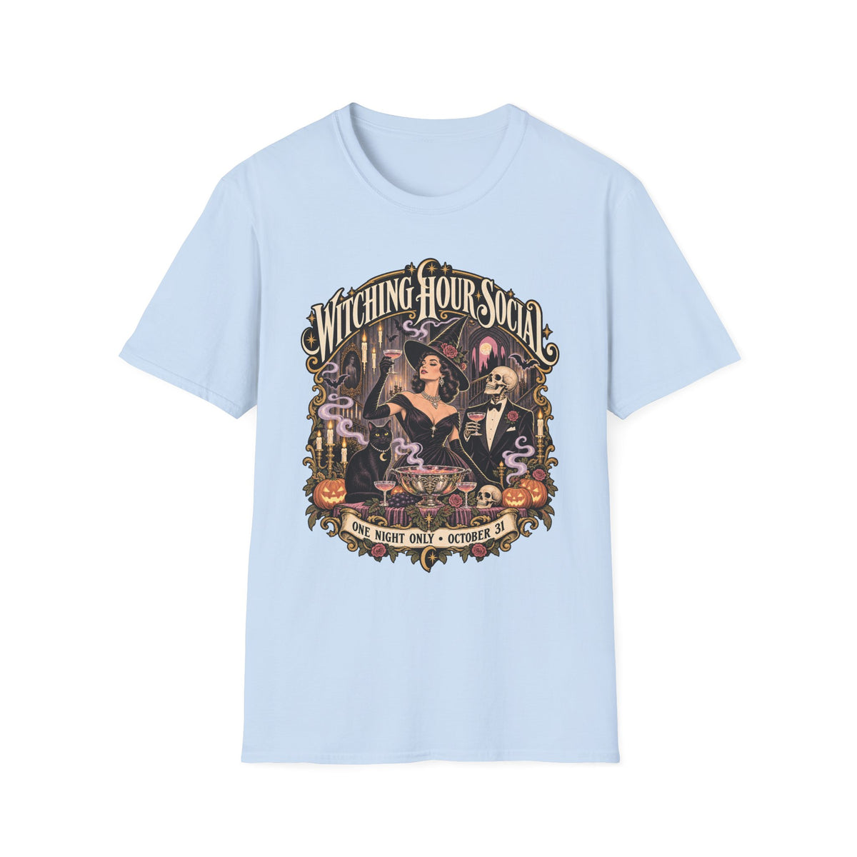 Witching Hour Social T-Shirt — Vintage Halloween Witch Design - Boo Crew Boutique