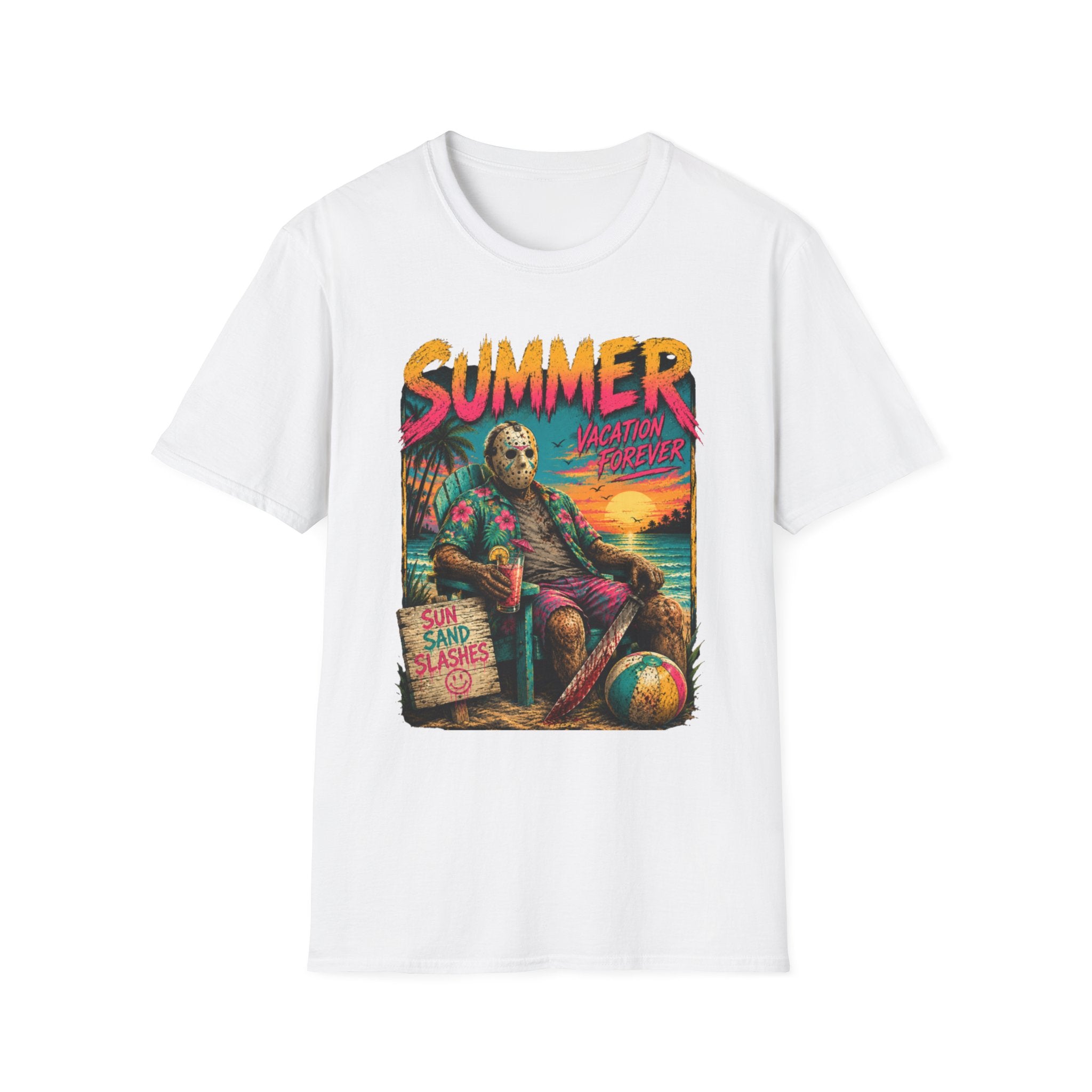 Summer Vacation Forever T-Shirt — Retro Tropical Horror Graphic - Boo Crew Boutique