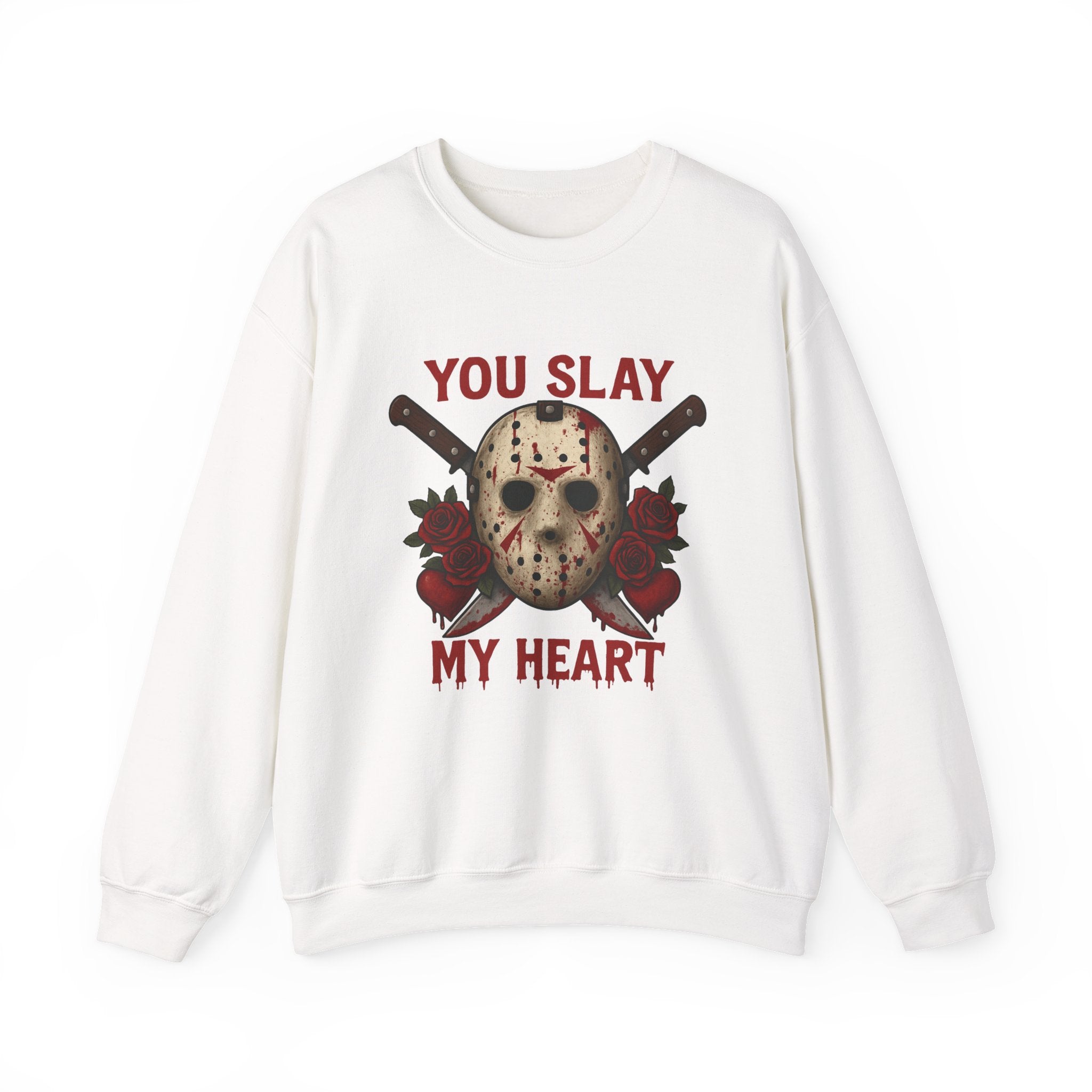 You Slay My Heart Jason Voorhees Valentine's Sweatshirt | Horror Rose Graphic, Valentine's Horror Sweatshirt, Gift for Horror Fan - Boo Crew Boutique