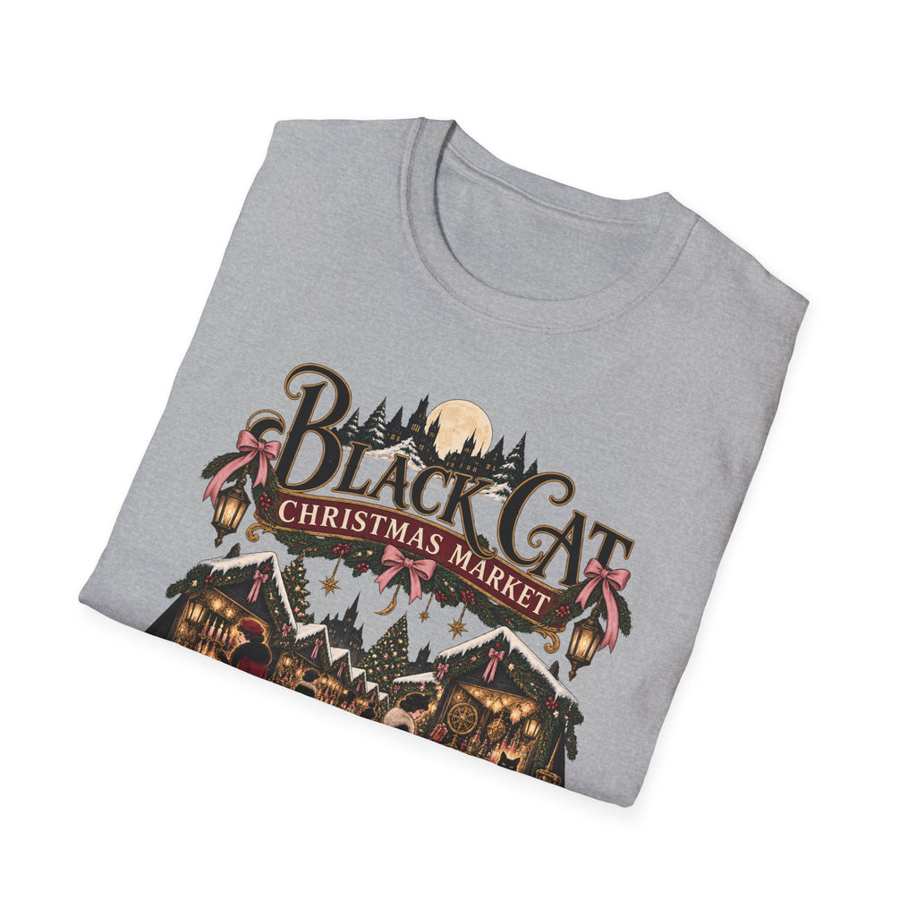 Christmas Market T‑Shirt — 'Black Cat Christmas Market' Vintage Holiday Tee
