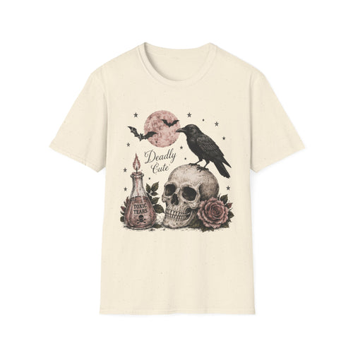 Deadly Cute Crow & Skull Graphic T-Shirt - Boo Crew Boutique