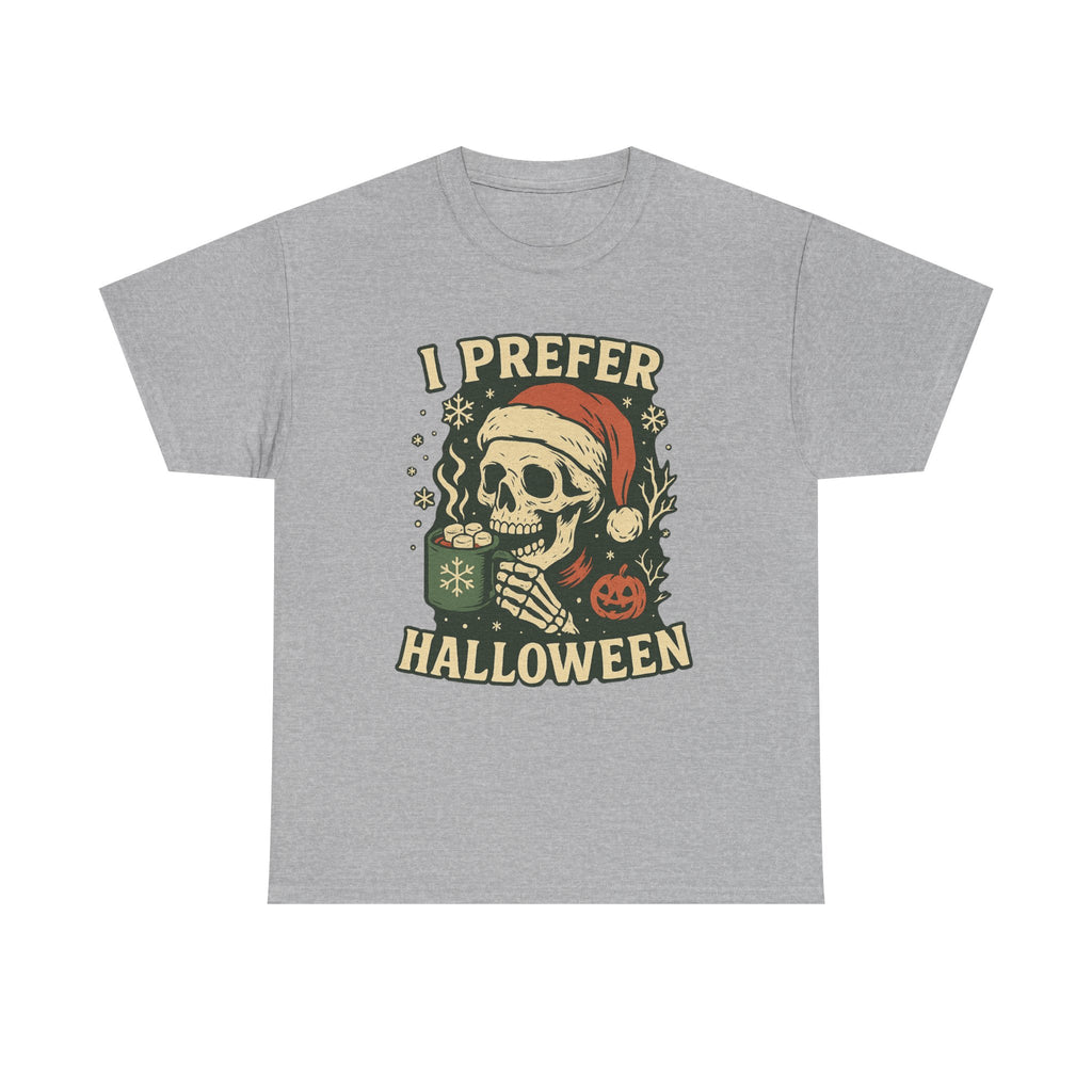 I Prefer Halloween T-Shirt — Retro Skull Santa Christmas Graphic Tee