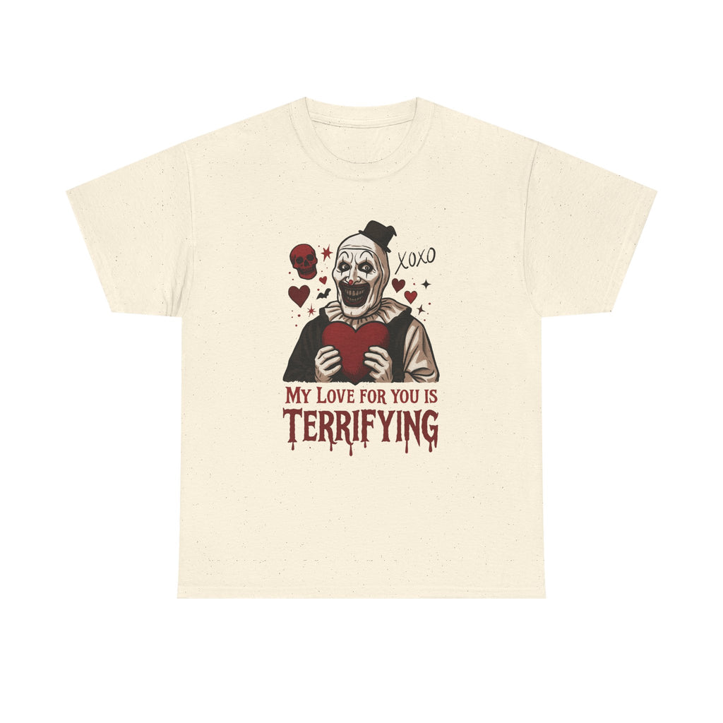 Valentine's Day Horror Tee, Unisex Heavy Cotton Tee, Terrifier Horror Shirt, Valentine's Gift, Unique Graphic Tee, Gift for Horror Fan - Boo Crew Boutique