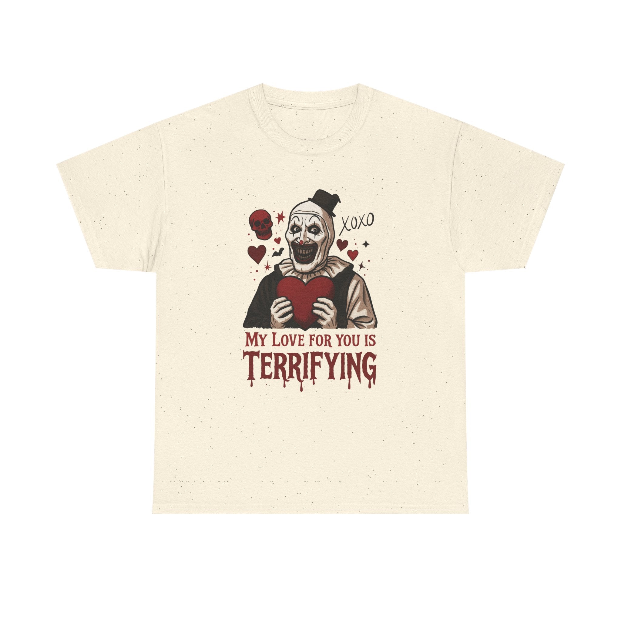 Valentine's Day Horror Tee, Unisex Heavy Cotton Tee, Terrifier Horror Shirt, Valentine's Gift, Unique Graphic Tee, Gift for Horror Fan - Boo Crew Boutique