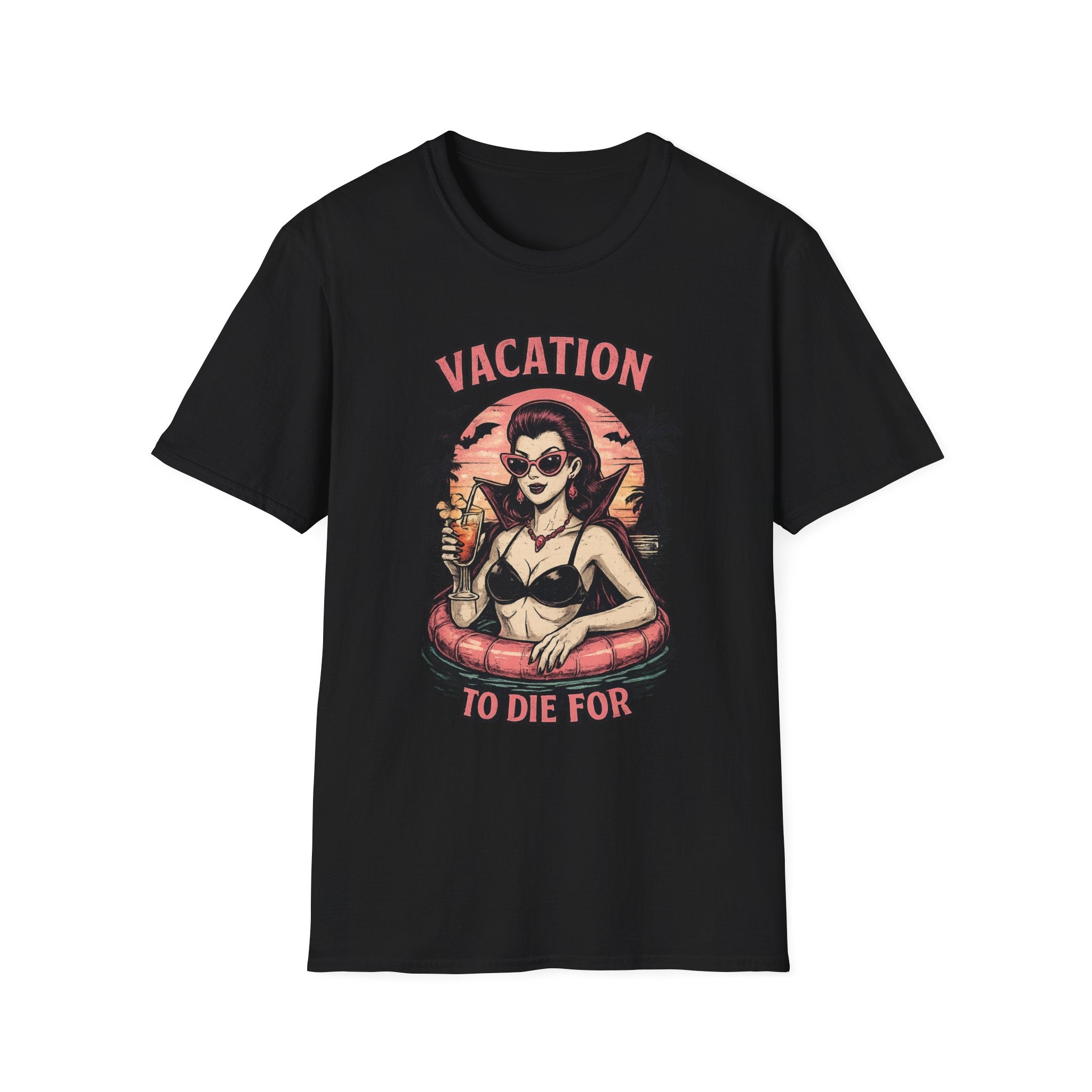 Vacation To Die For T‑Shirt — Retro Pinup Beach Graphic Tee - Boo Crew Boutique