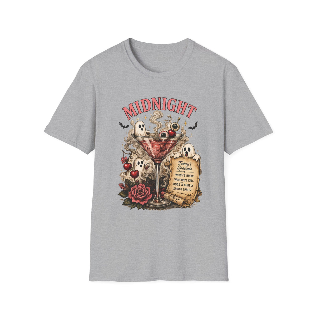 Midnight Spirits T-Shirt — Halloween Ghost Cocktail Graphic Tee - Boo Crew Boutique