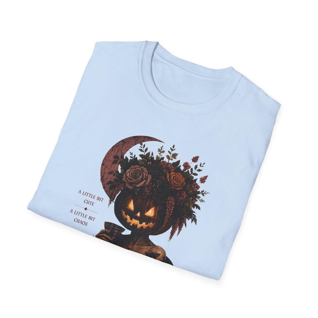 A Little Bit Cute, A Little Bit Chaos T-Shirt — Gothic Pumpkin Head Tee - Boo Crew Boutique