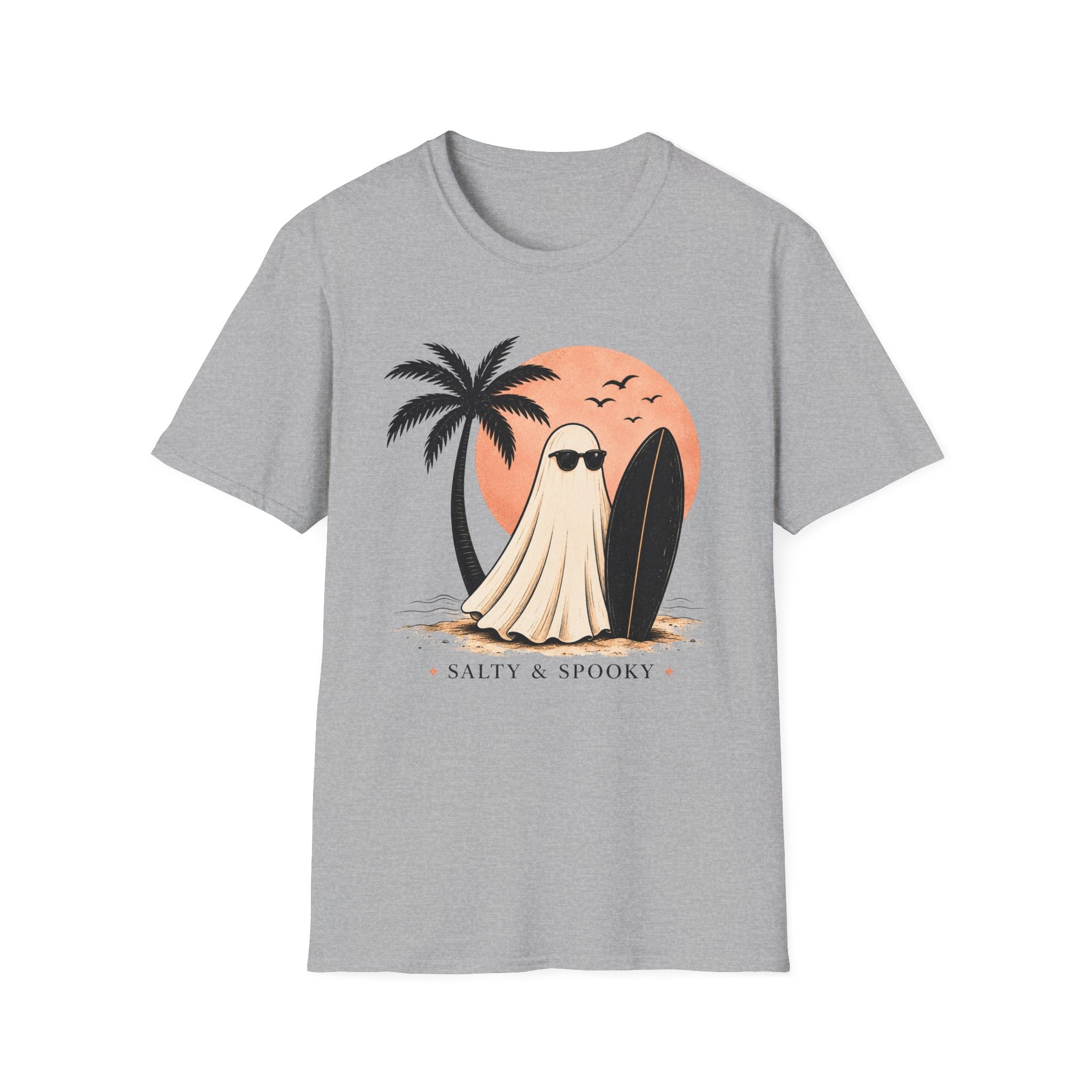 Ghost Surf T-Shirt — "Salty & Spooky" Beach Graphic Tee - Boo Crew Boutique