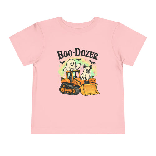Boo-Dozer Halloween Toddler Tee, Cute Ghosts & Tractor Shirt, Kids Halloween Costume Top, Spooky Fun Apparel, Toddler Gift
