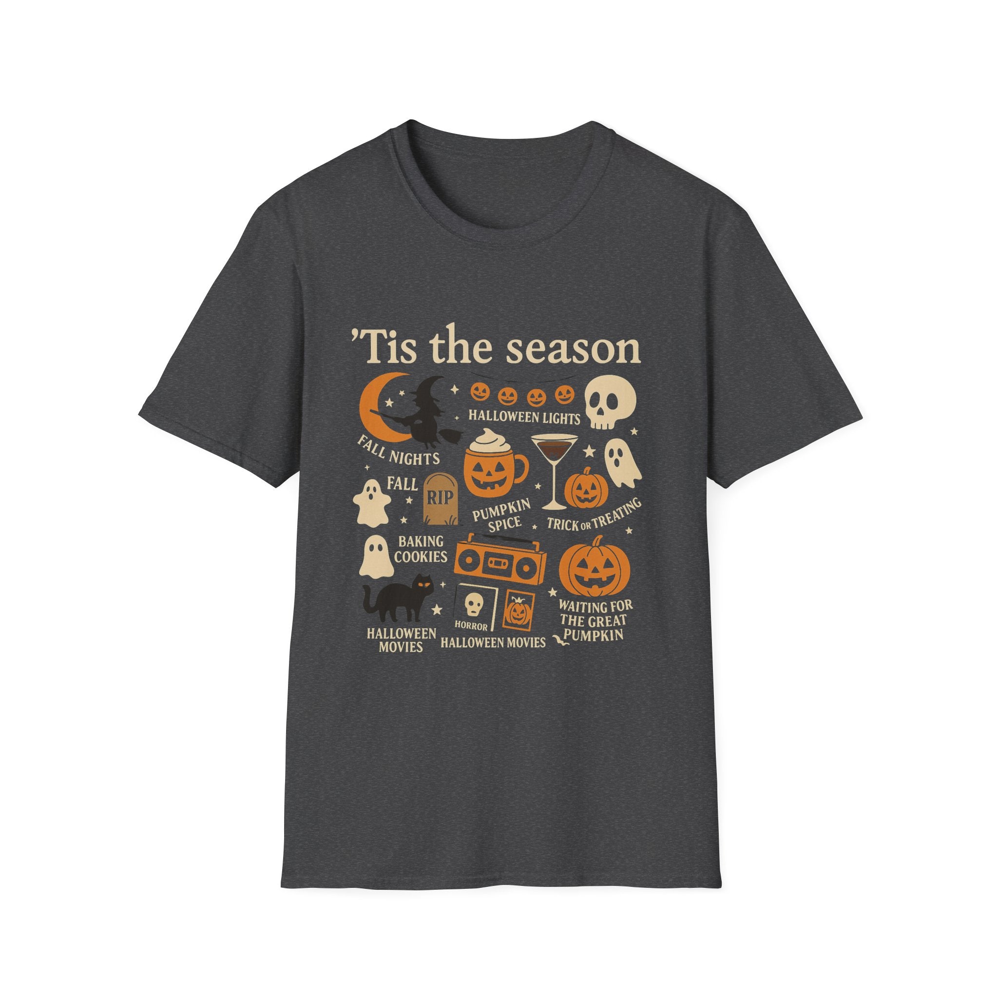 Halloween Icons T‑Shirt — ‘Tis the Season Cute Spooky Graphic Tee