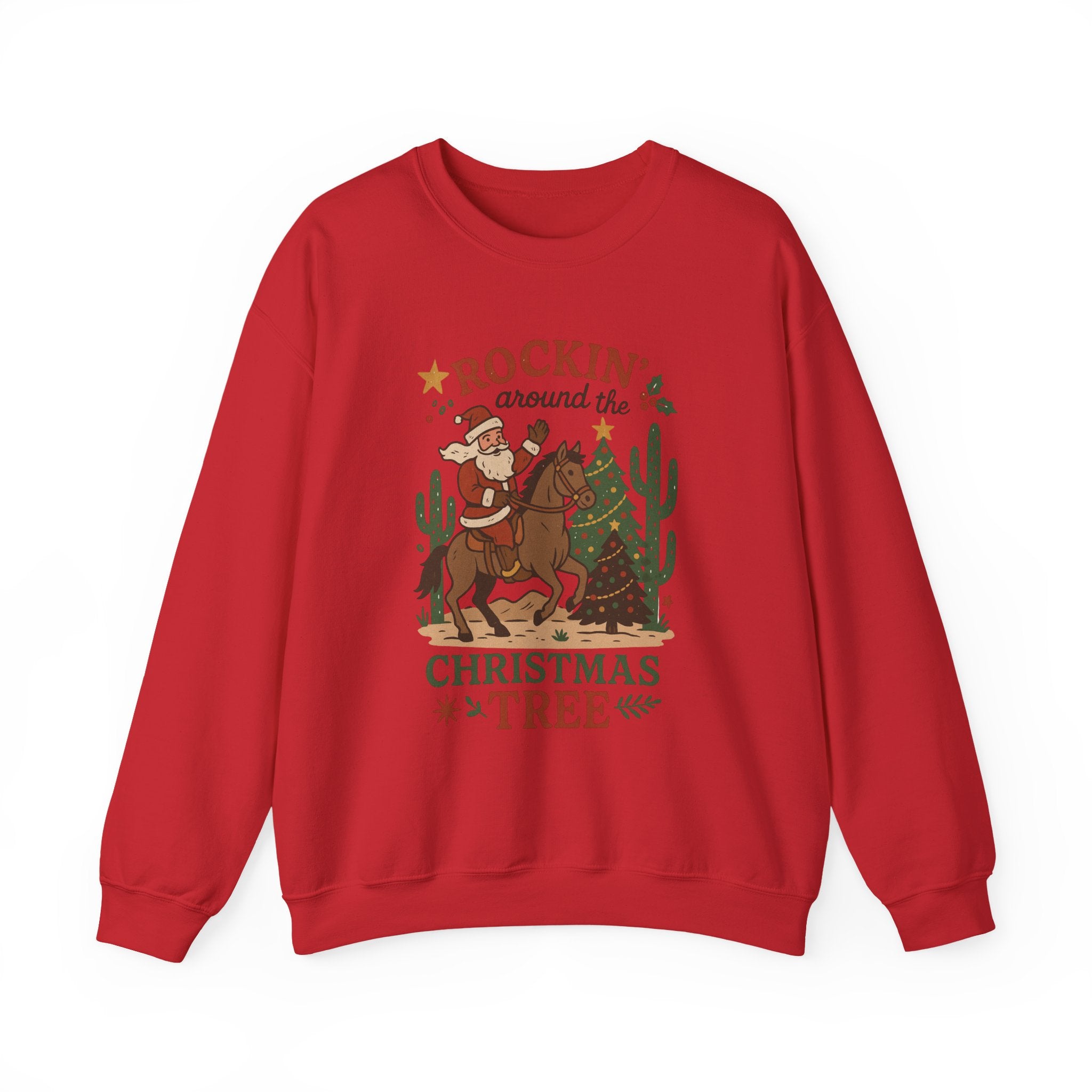 Western Cowboy Santa Christmas Sweatshirt, Unisex Crewneck Jumper, Holiday Festival Pullover, Country Music Xmas Top, Xmas Cowgirl Attire