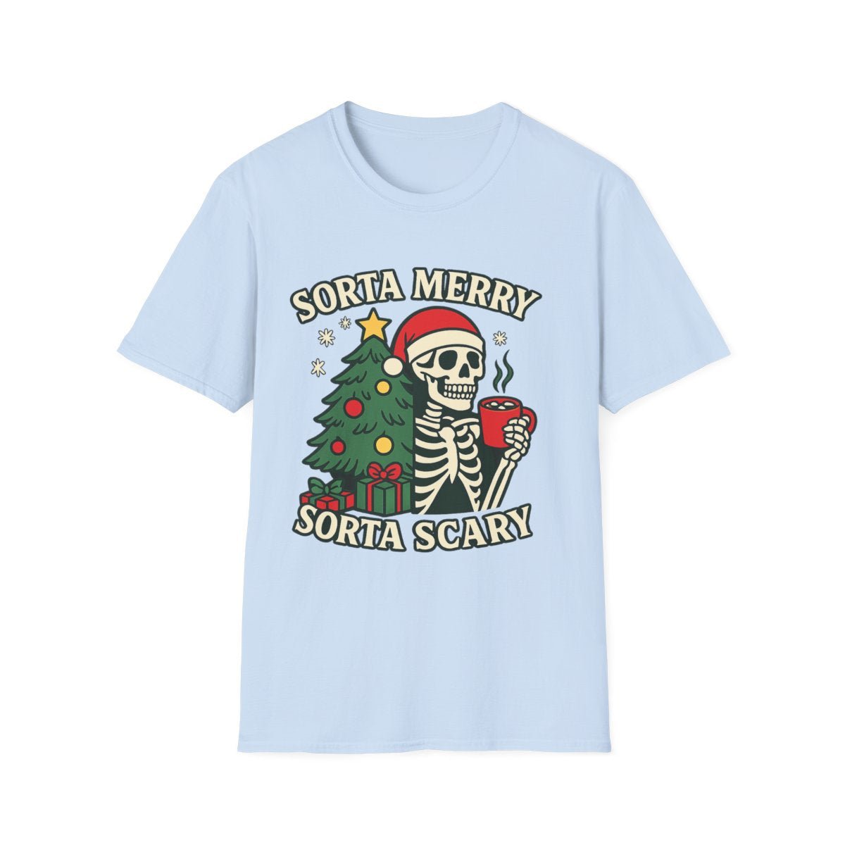 Sorta Merry, Sorta Scary Christmas T-Shirt — Skeleton Holiday Tee - Boo Crew Boutique