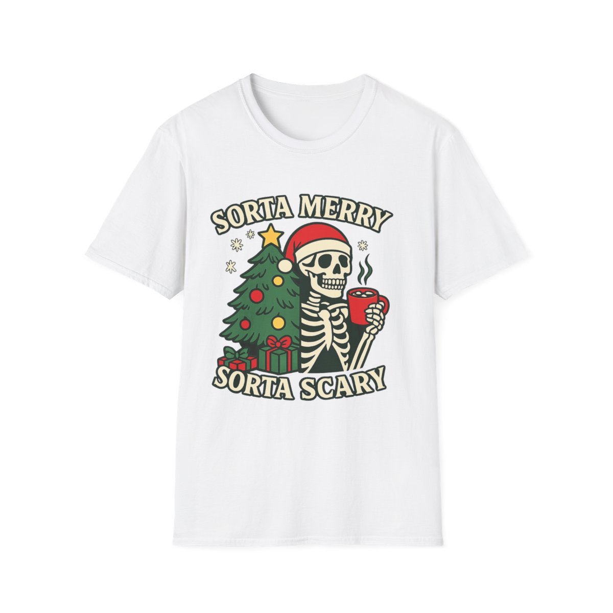 Sorta Merry, Sorta Scary Christmas T-Shirt — Skeleton Holiday Tee - Boo Crew Boutique