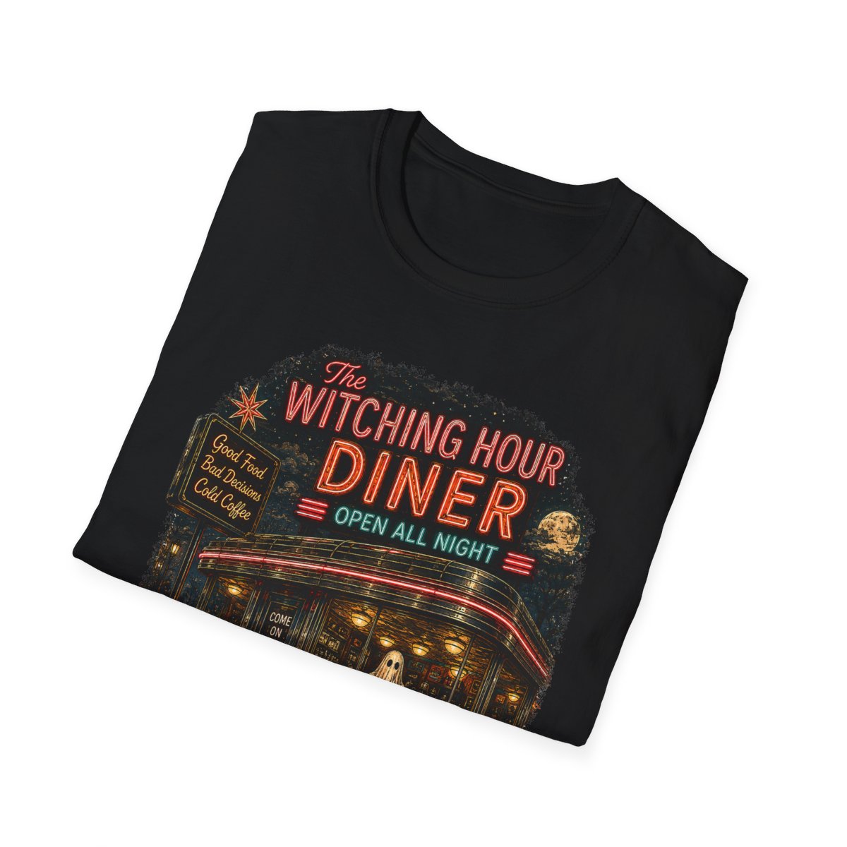 Witching Hour Diner T-Shirt — Vintage Neon Horror Retro Tee