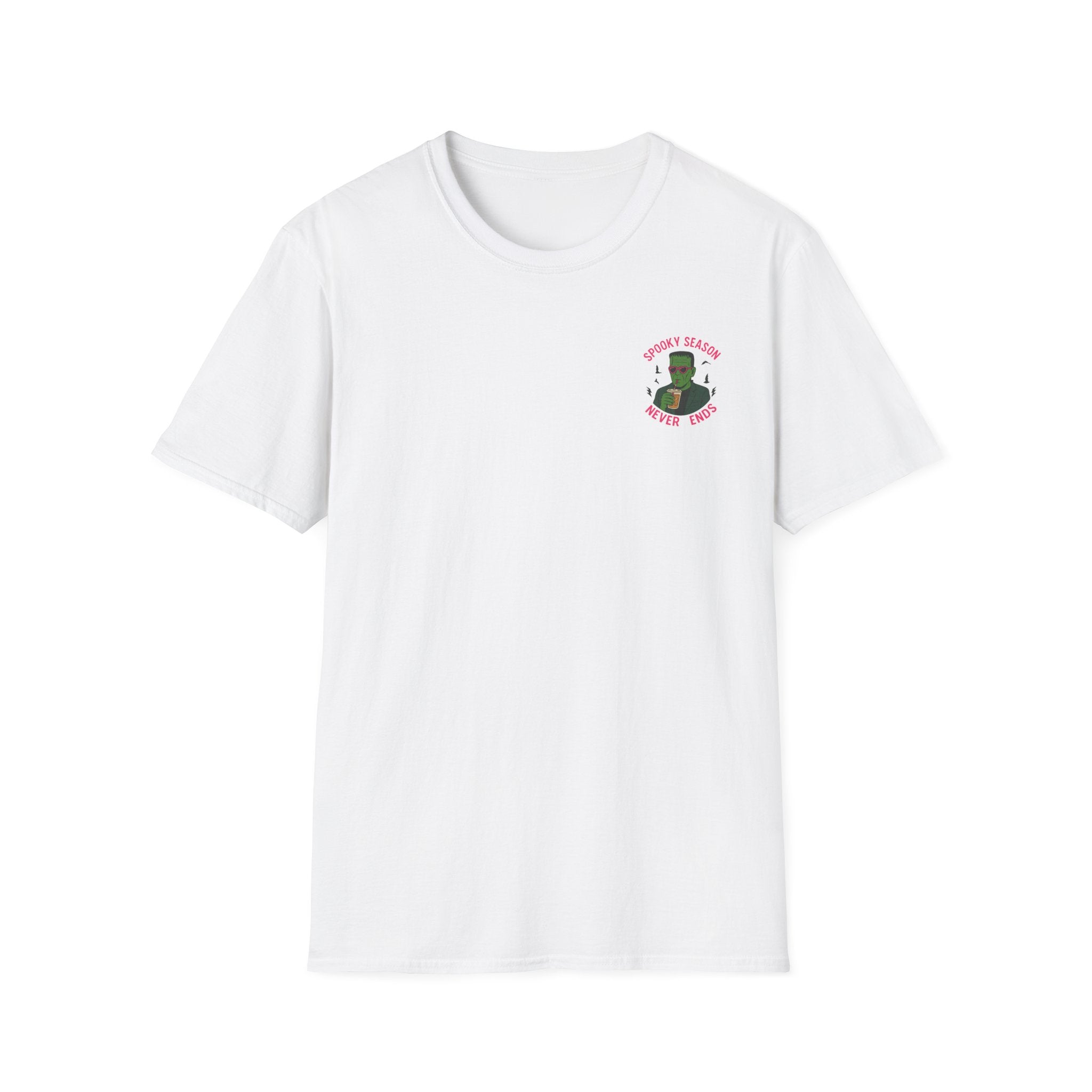 Spooky Season Never Ends T-Shirt — Retro Frankenstein Halloween Graphic Tee - Boo Crew Boutique