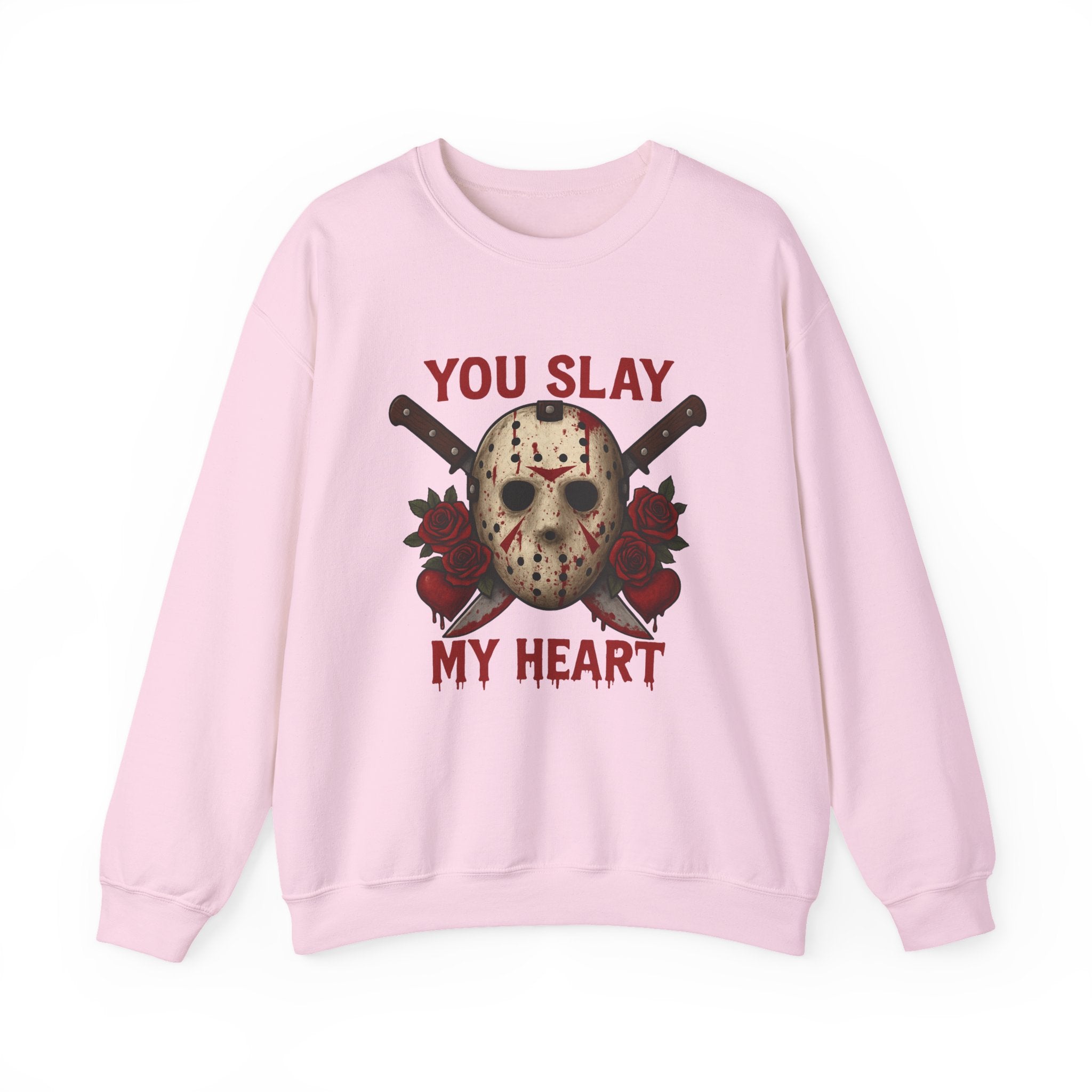 You Slay My Heart Jason Voorhees Valentine's Sweatshirt | Horror Rose Graphic, Valentine's Horror Sweatshirt, Gift for Horror Fan - Boo Crew Boutique