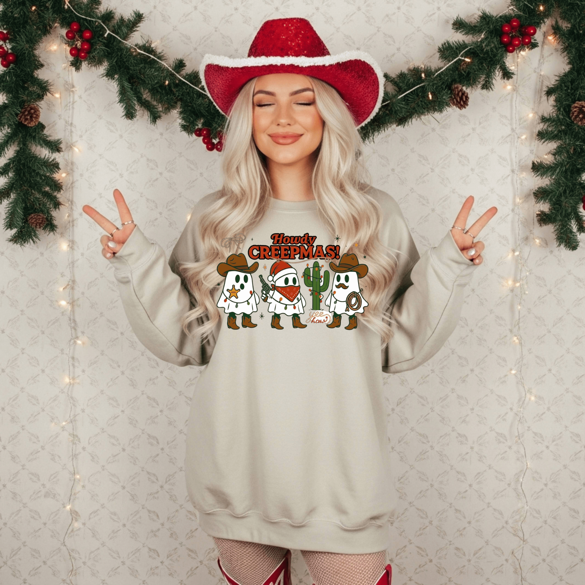 Howdy Christmas ghosts crewneck Sweatshirt | Western cowboy holiday design, Creepmas Attire - Boo Crew Boutique