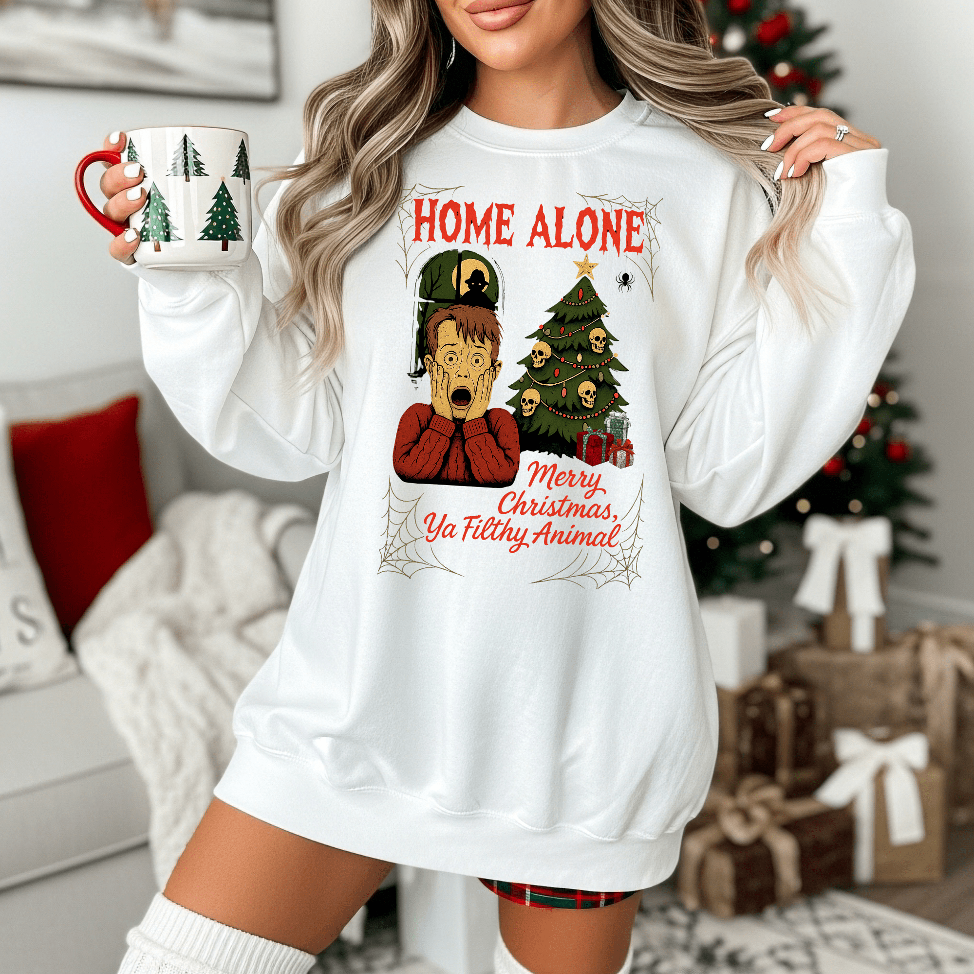 Home Alone Sweatshirt, Cozy Movie Night Apparel, Christmas Horror Sweatshirt, Gift for Xmas Movie Lover, Merry Creepmas - Boo Crew Boutique