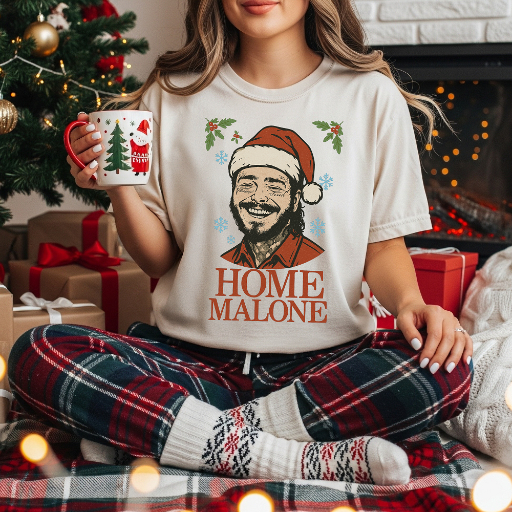 Home Malone Santa Tee | Christmas rapper holiday tee, Christmas Malone Tee, Gift for Music Lover