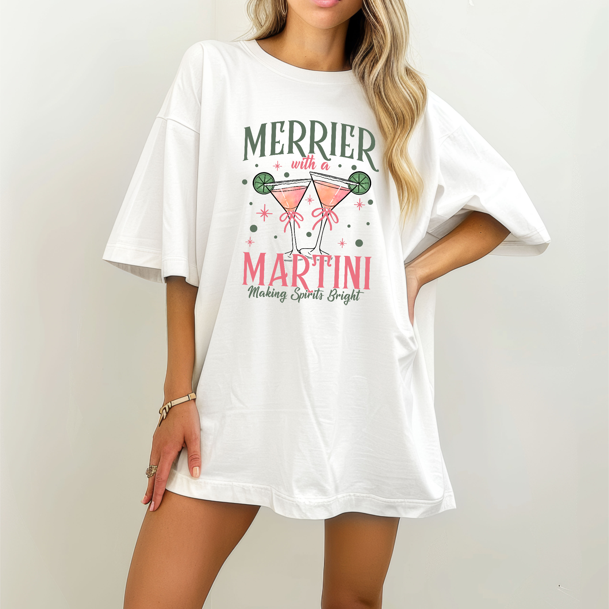 Merrier With a Martini T-Shirt | Holiday Cocktail Tee