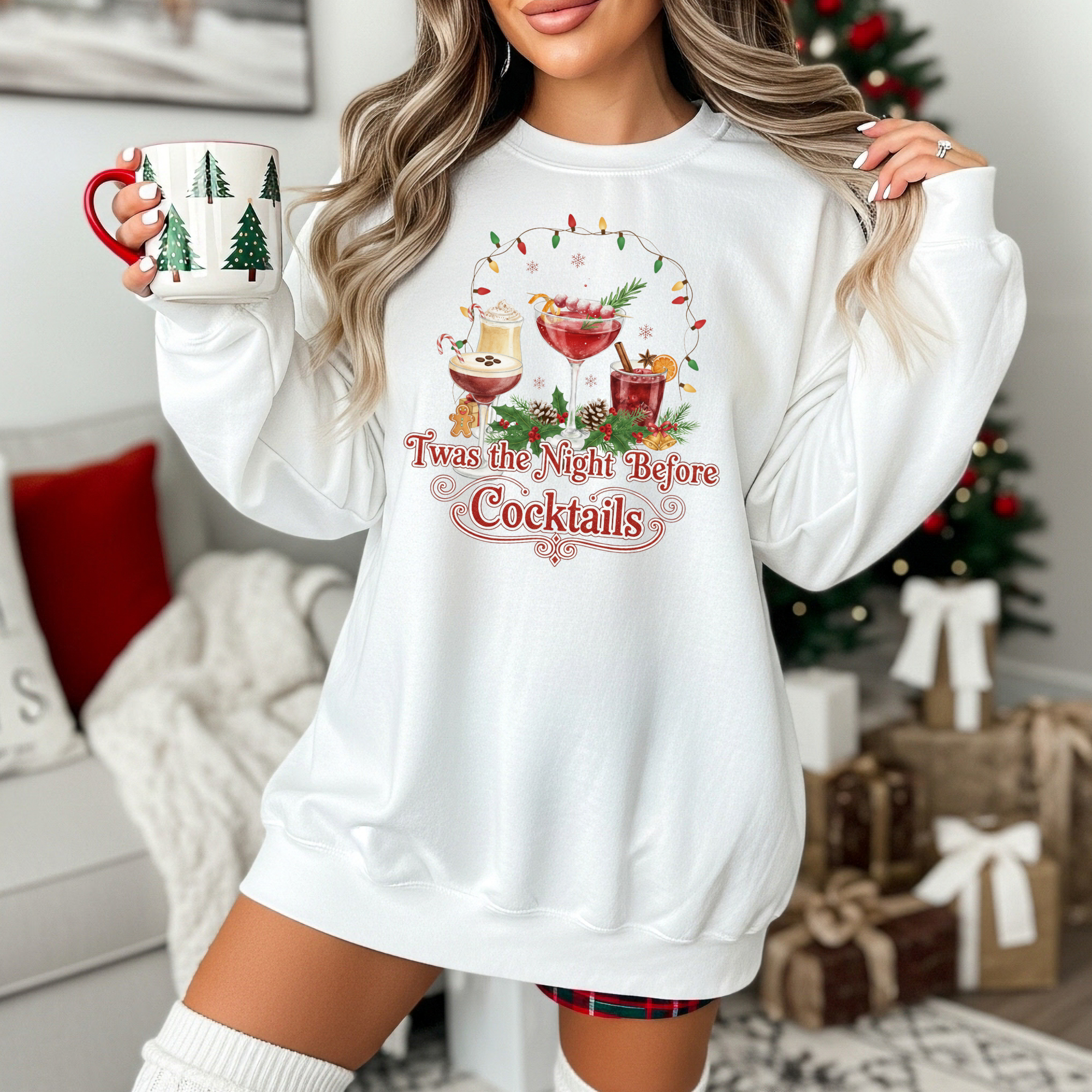Christmas Cocktail Sweatshirt, Holiday Party Jumper, Festive Xmas Drinks Top, Funny Drinking Apparel, Winter Cheers Shirt