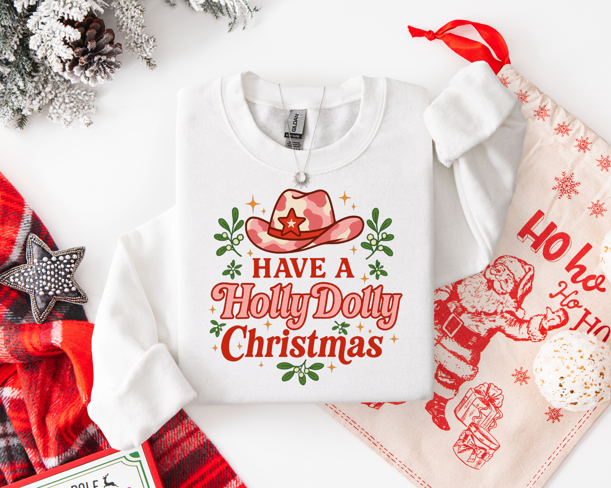 Have a Holly Dolly Christmas Sweatshirt, Western Cowgirl Xmas, Gift for Dolly Parton Fan