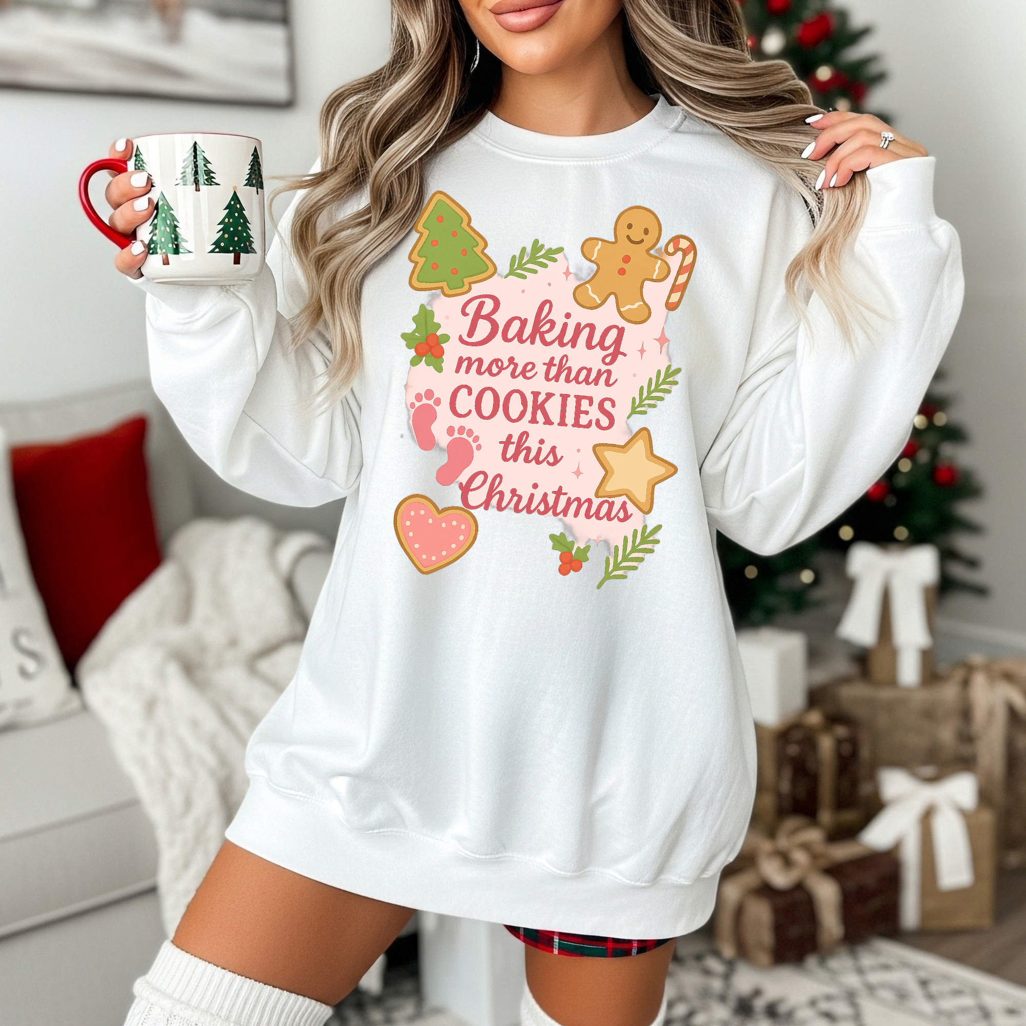 Baking More Than Cookies This Christmas Sweatshirt | Christmas Baking Crewneck, Gift for Expecting Mom