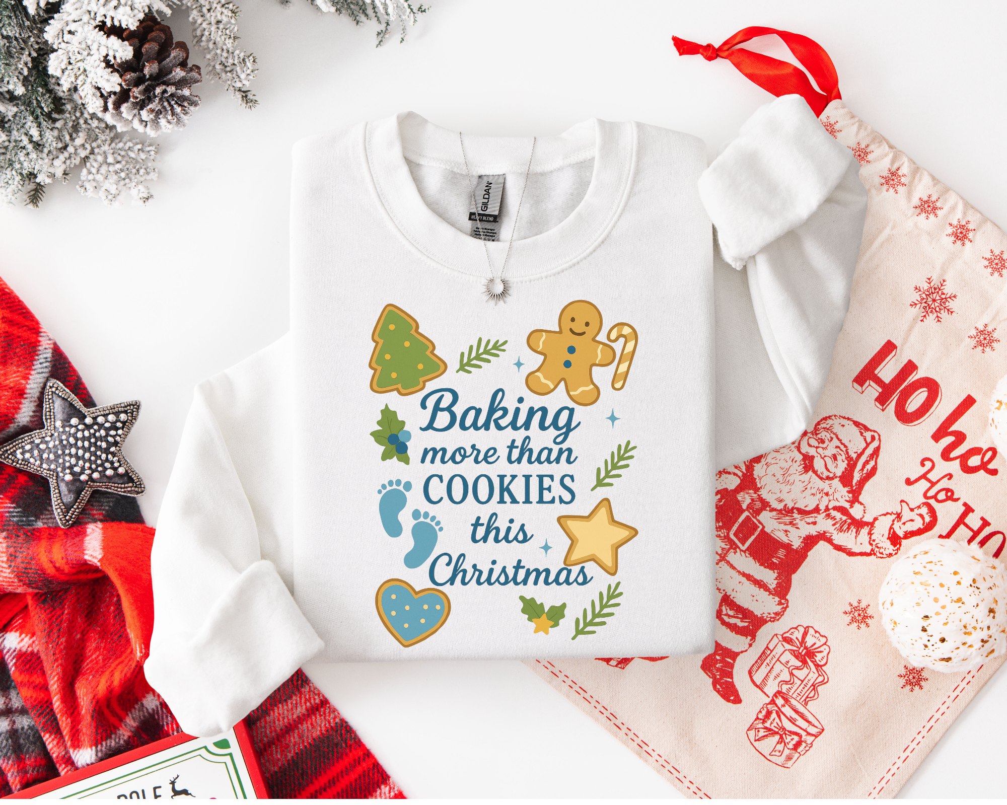 Baking More Than Cookies This Christmas Sweatshirt | Holiday Gingerbread Design, Gift for Expecting Mother