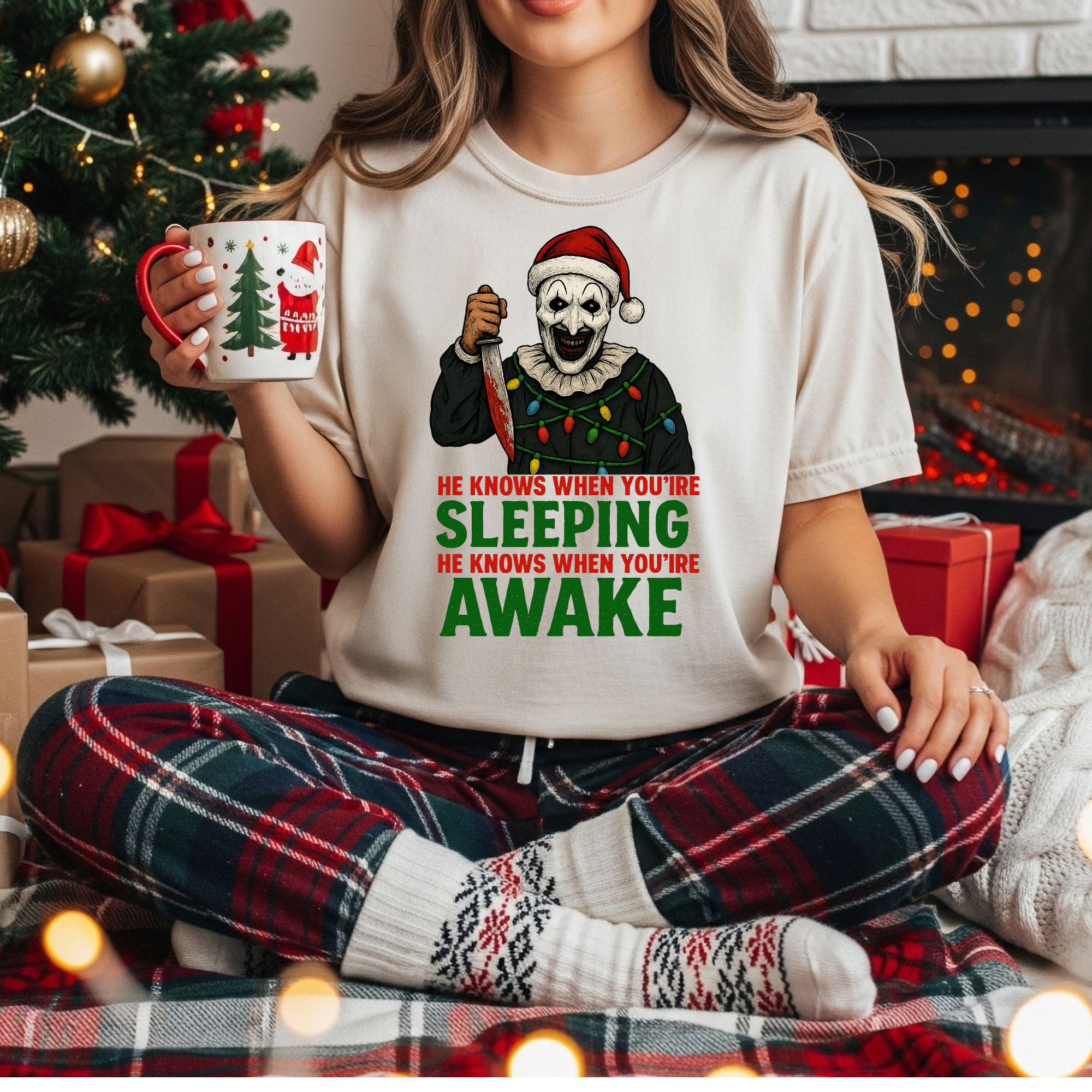 Terrifier Christmas T-Shirt, Christmas Gift, Funny Tee, Santa Vibe, Christmas Horror, Unisex Apparel, Cool Holiday Shirt