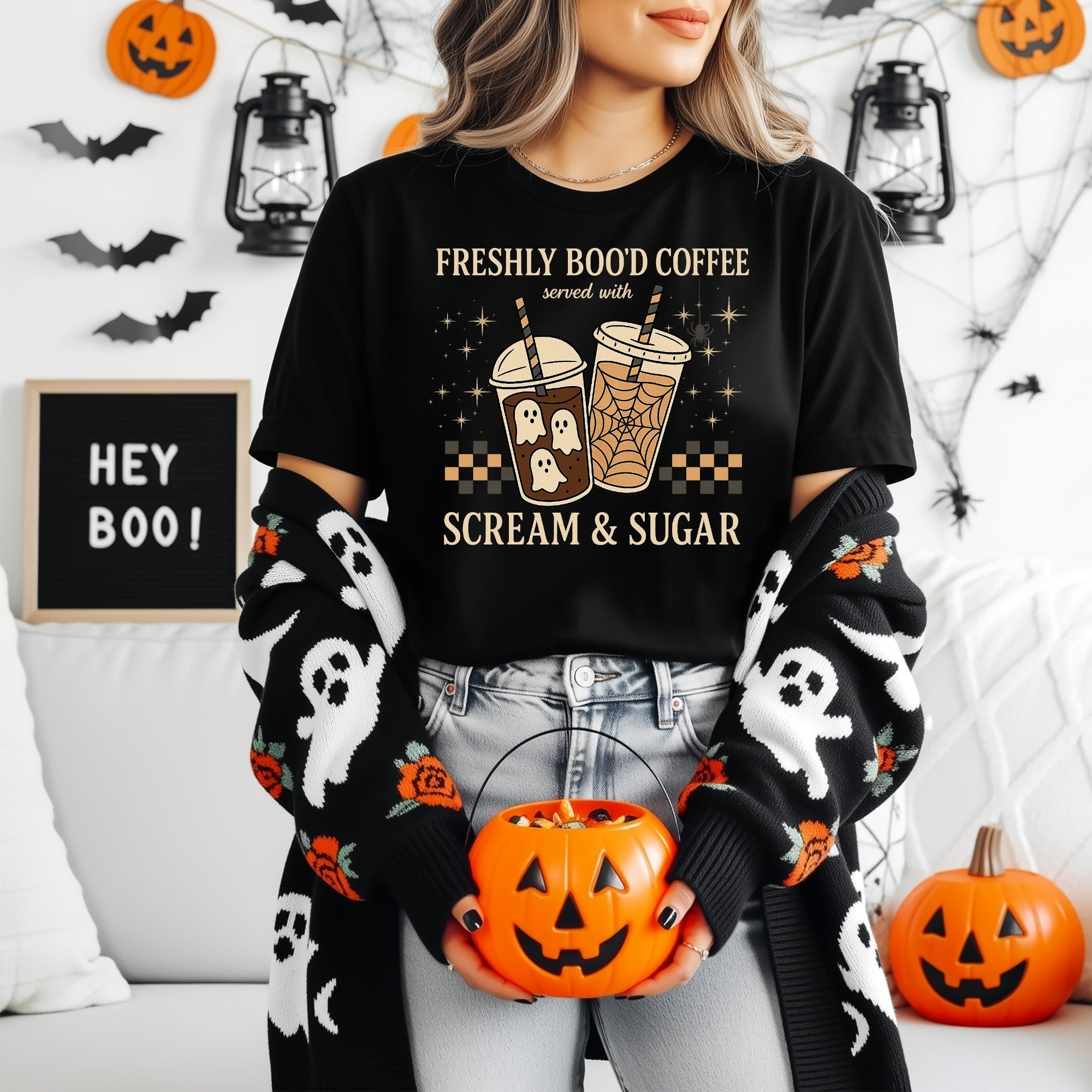 Halloween Coffee T-Shirt, Boo Coffee Tee, Coffee T-Shirt, Funny Halloween Shirt, Spooky Season Apparel, Gifts for Coffee Lovers