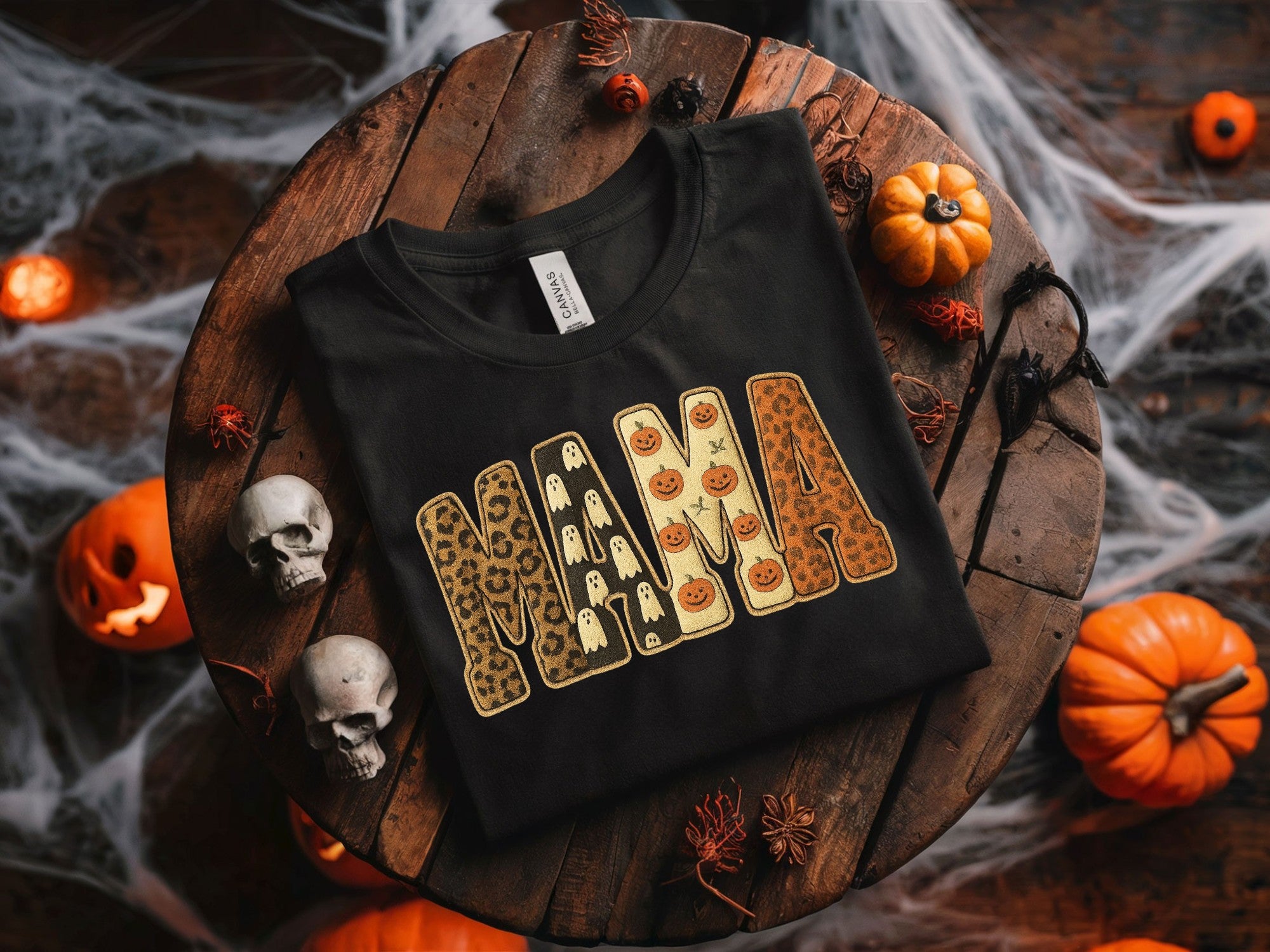 Mama Graphic Tee, Stylish Mama T-Shirt, Gifts for Moms, Casual Wear, Halloween Gift, Spooky Mama Tee