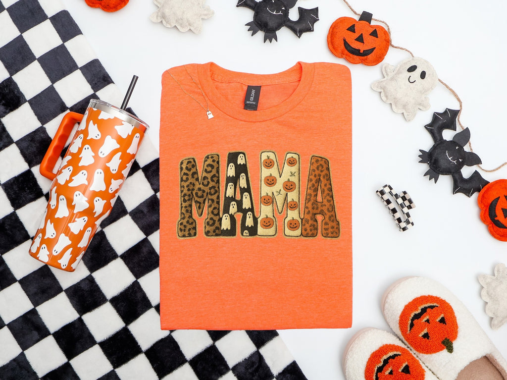Mama Graphic Tee, Stylish Mama T-Shirt, Gifts for Moms, Casual Wear, Halloween Gift, Spooky Mama Tee
