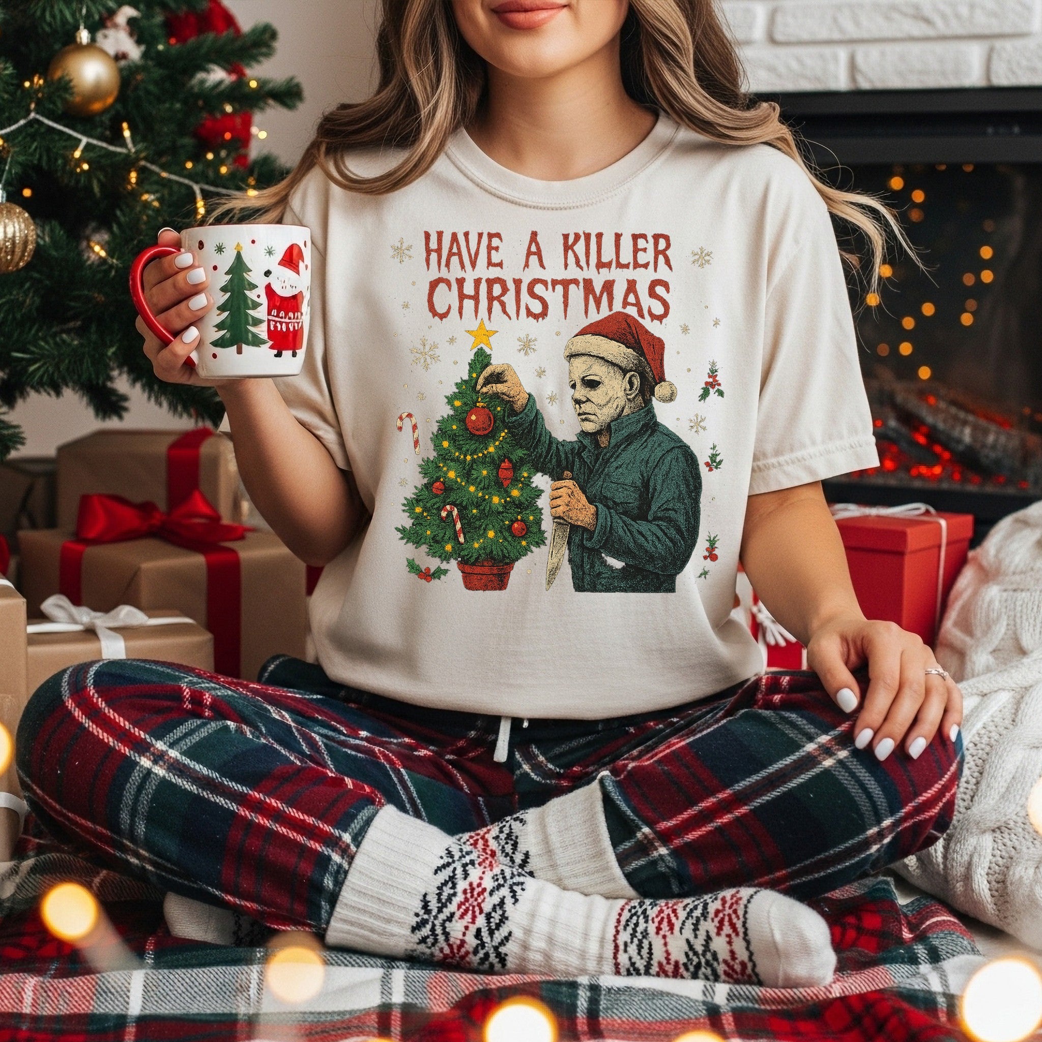 Christmas Horror Tee, Funny Holiday Shirt, Christmas Humor, Gift for Horror Fans, Michael Myers Graphic Tee