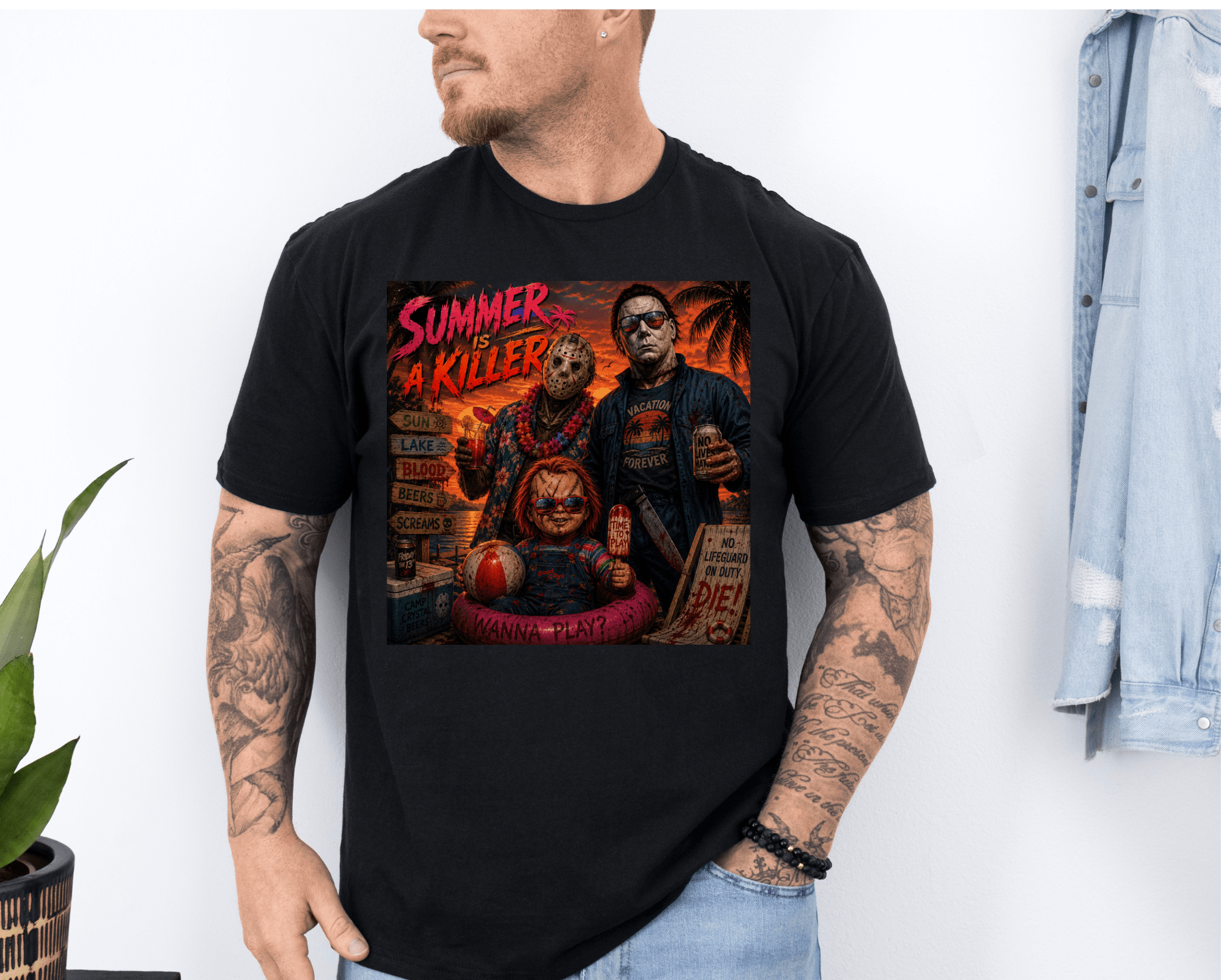 Horror Movie Poster T-Shirt — "Summer A Killer" Vintage Slasher Graphic Tee - Boo Crew Boutique