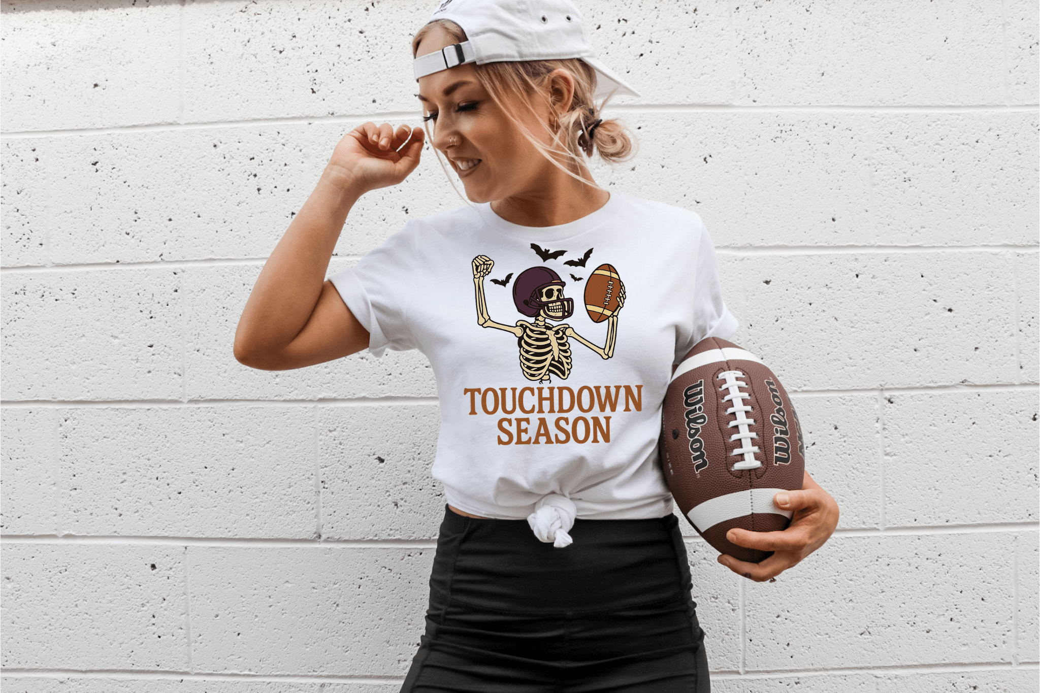 Touchdown Season Football T‑Shirt — Skeleton Player Halloween Game Day Tee - Boo Crew Boutique