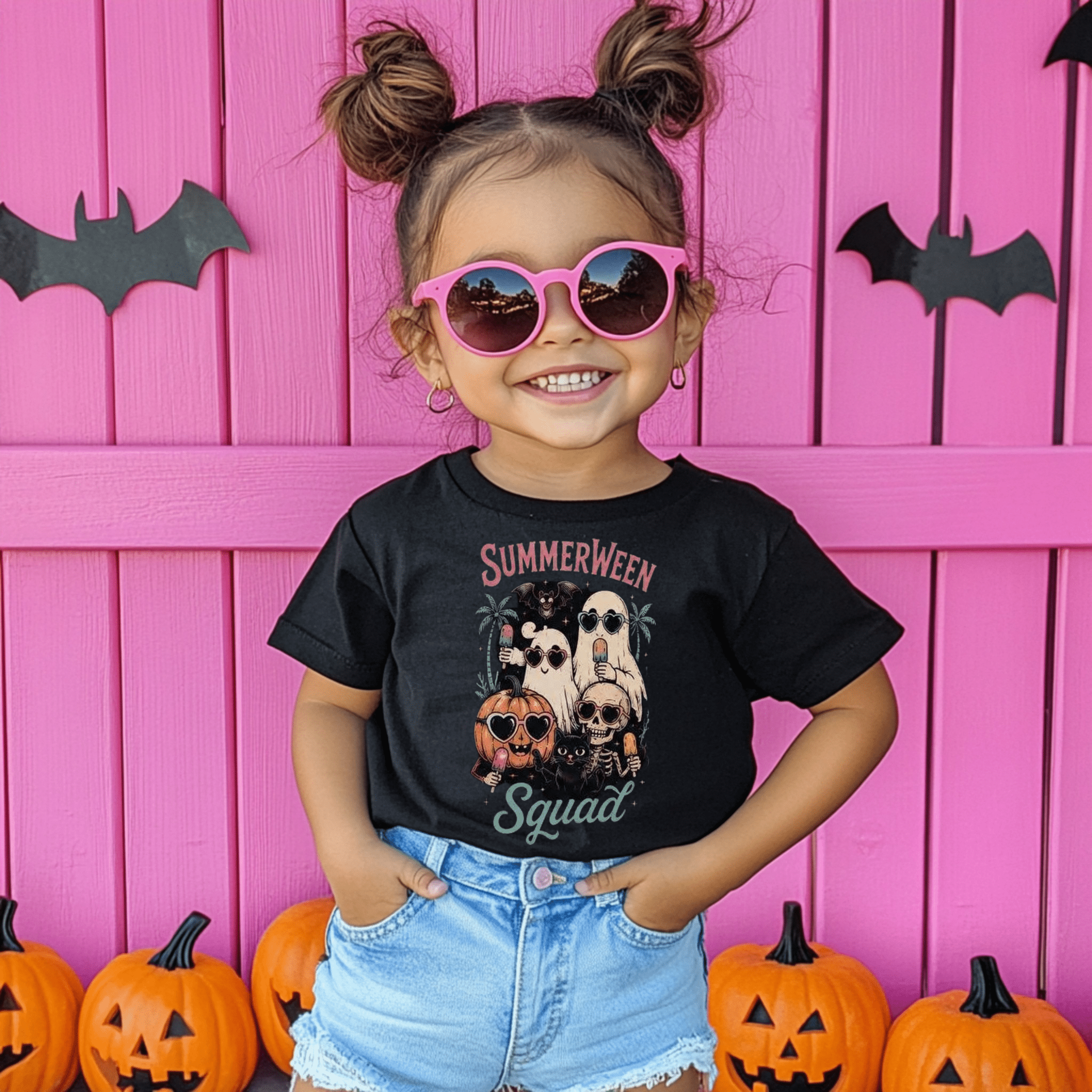 Toddler Tee — "Summerween Squad" Cute Halloween Puppy Pumpkin Design - Boo Crew Boutique