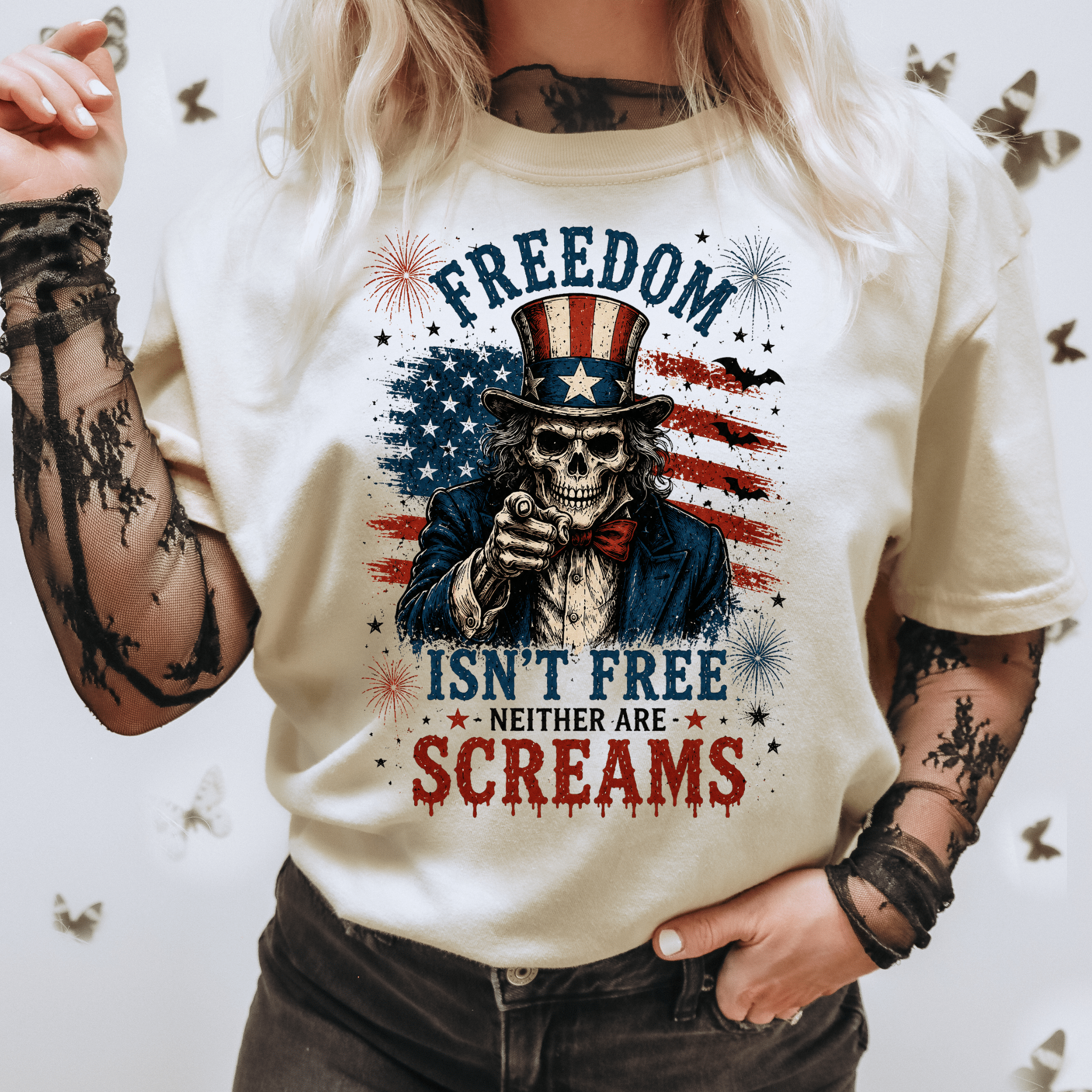 Freedom Isn't Free Skull T-Shirt – Patriotic American Flag Graphic Tee - Boo Crew Boutique