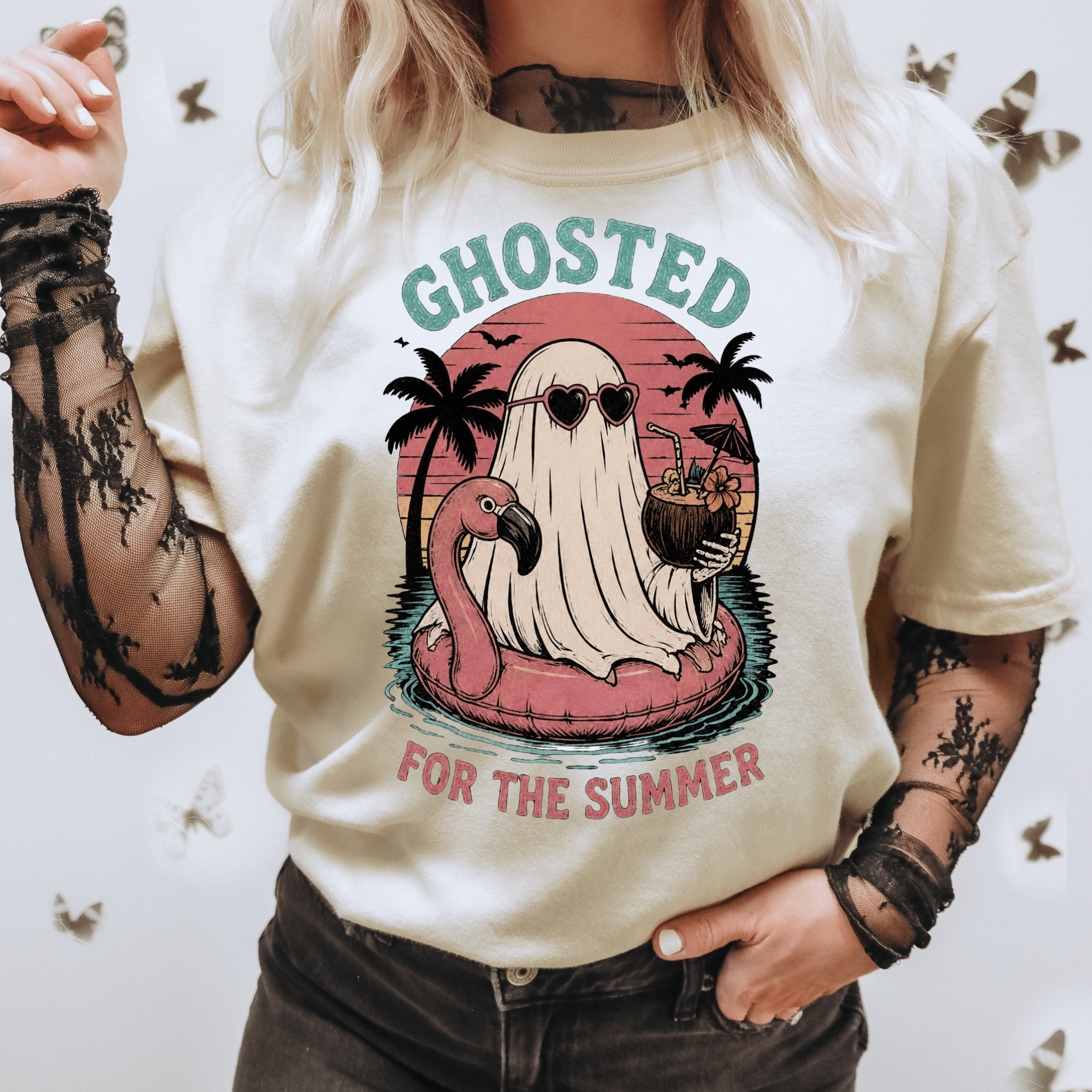 Ghosted for the Summer T-Shirt — Retro Beach Ghost Graphic Tee - Boo Crew Boutique