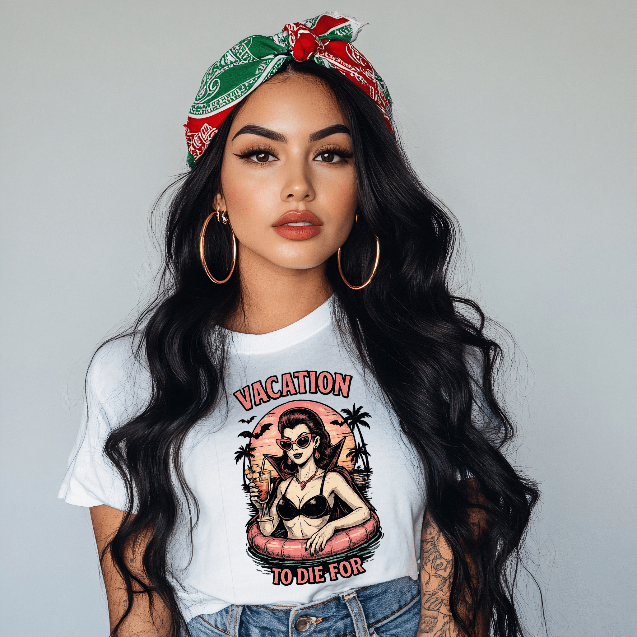 Vacation To Die For T‑Shirt — Retro Pinup Beach Graphic Tee - Boo Crew Boutique